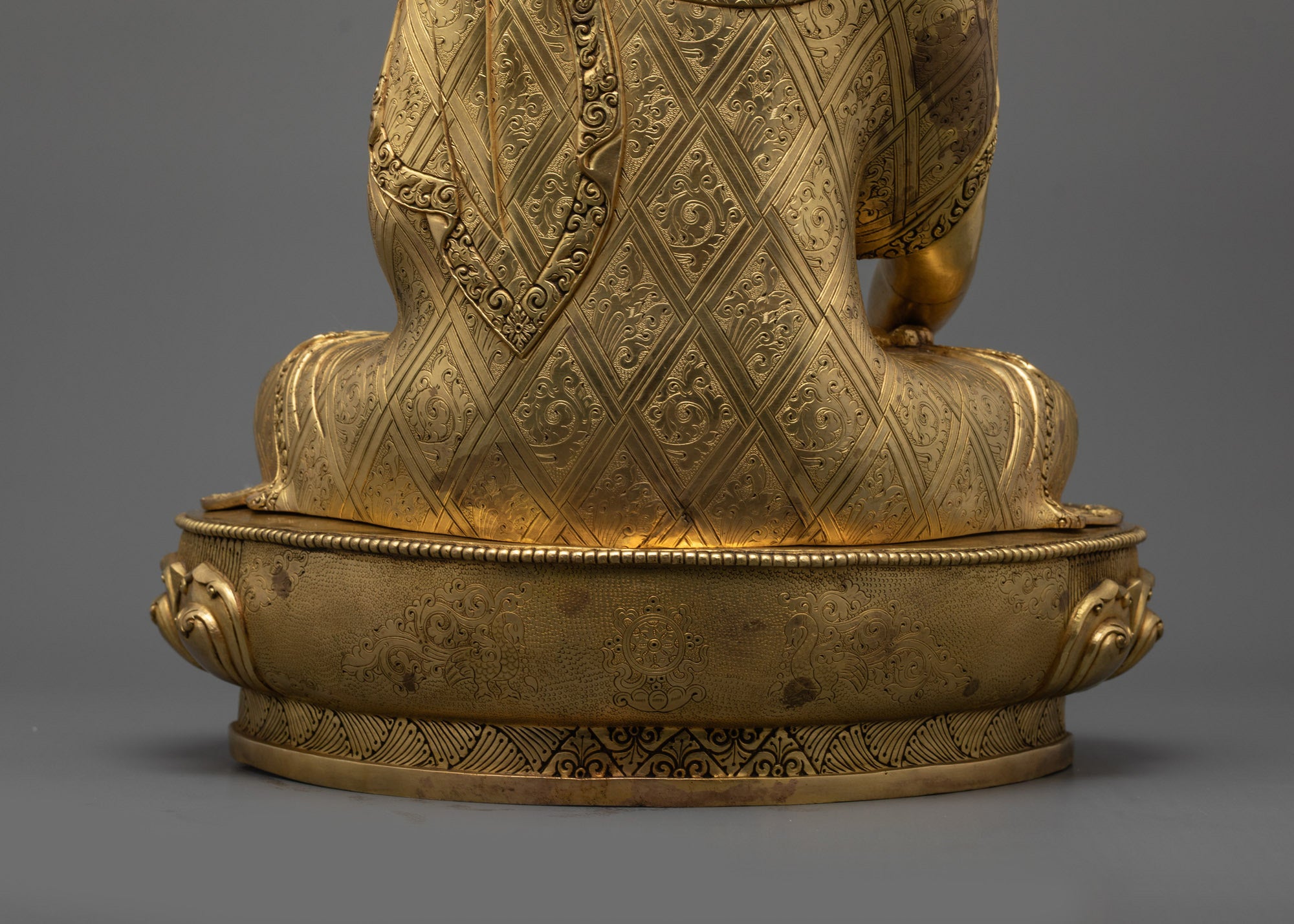 24K Fire Gold Gilded Buddha Shakyamuni Statue | Buddhist Artwork