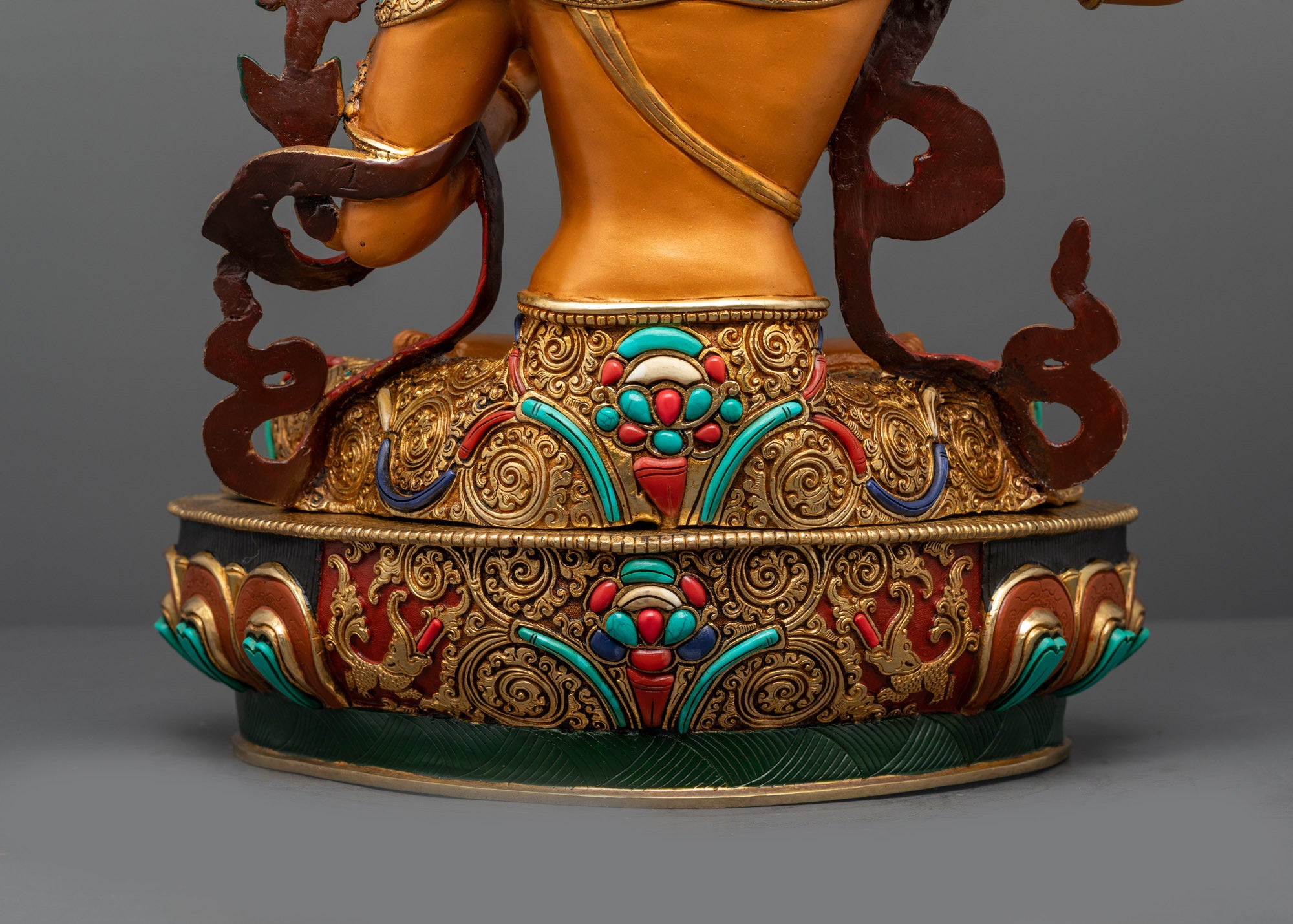 Coloured Manjushri Statue | Handcrafted Nepalese Bodhisattva Sculpture