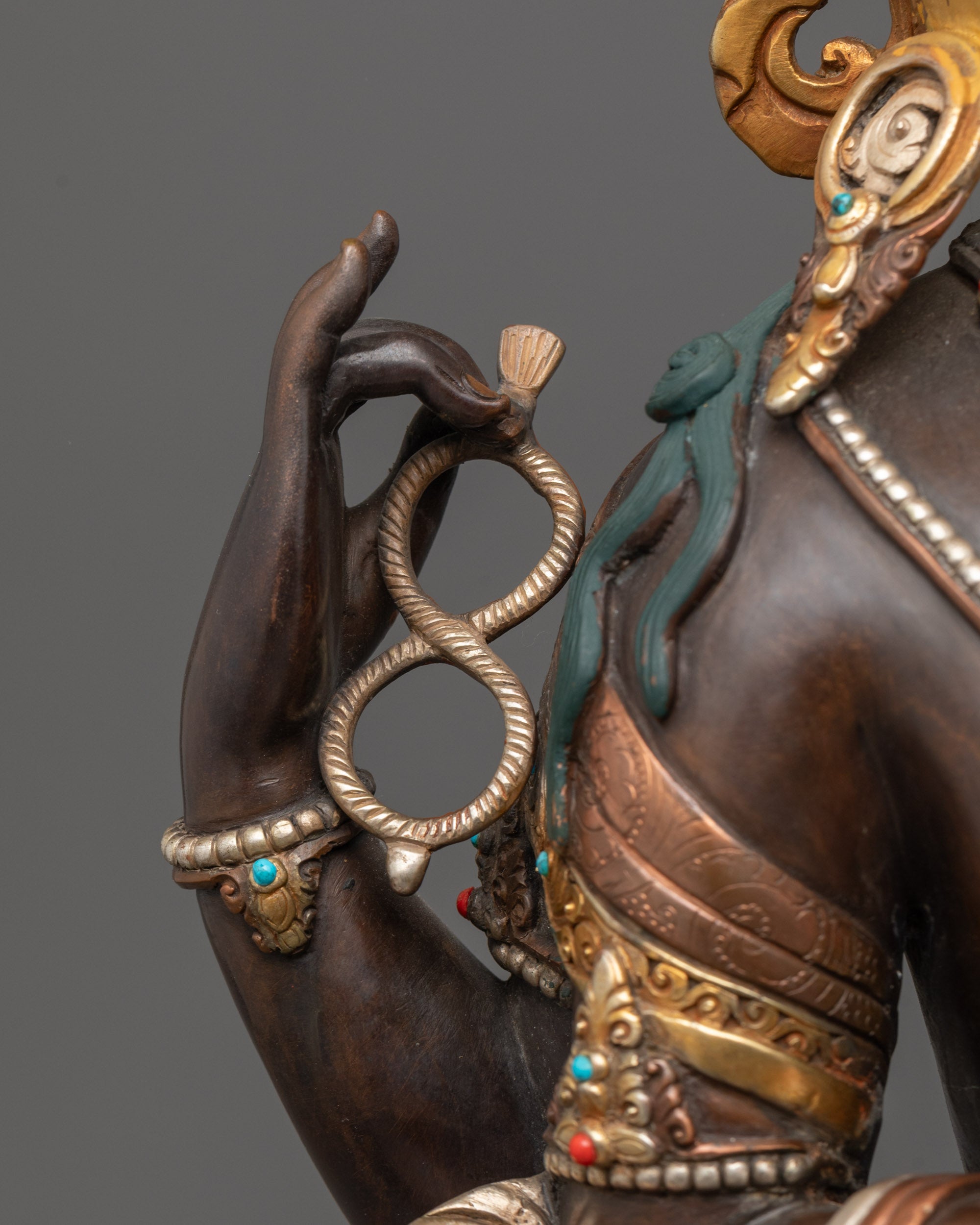 Oxidized Four-Armed Chenrezig Sculpture | Handcrafted Buddhist Art