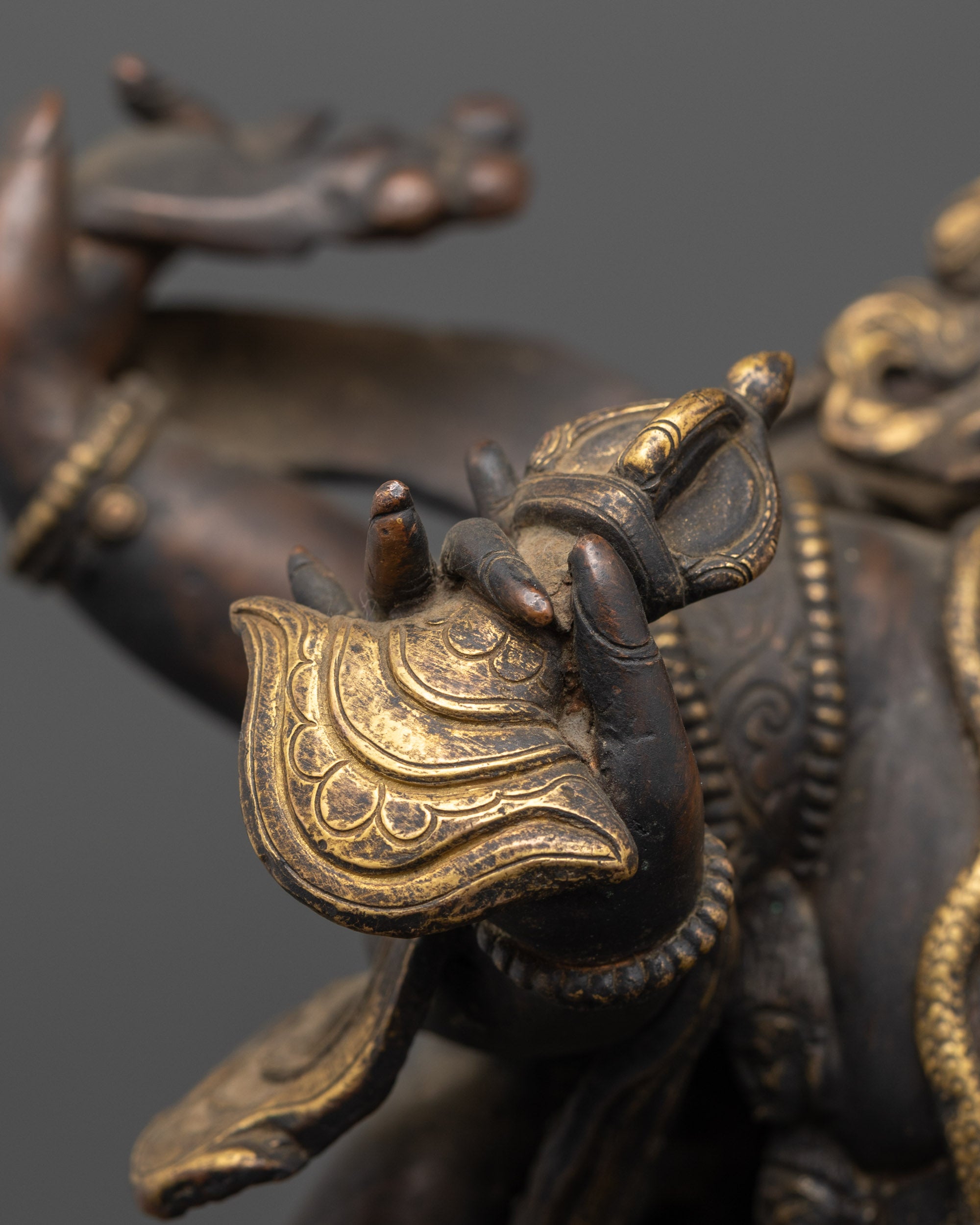 Antique Mahakala Statue | Sacred Six Armed Protector Deity Sculpture