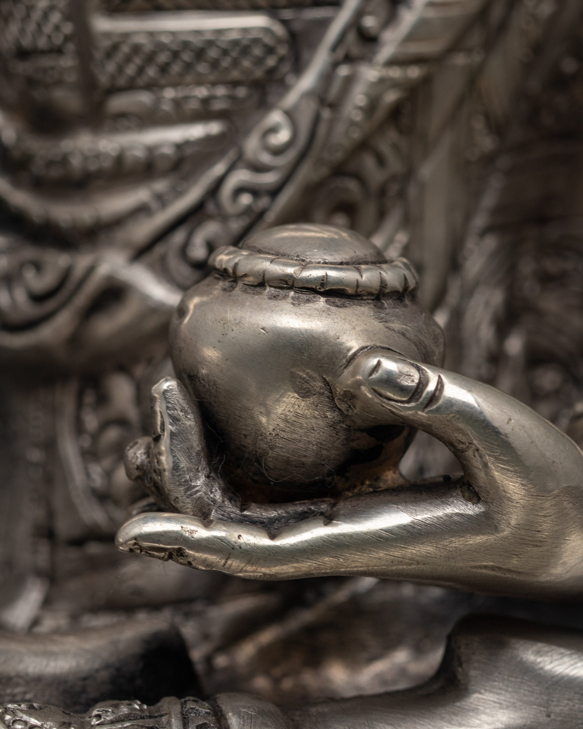 Silver-Plated Shakyamuni Buddha Statue | Buddhist Altar Figurine