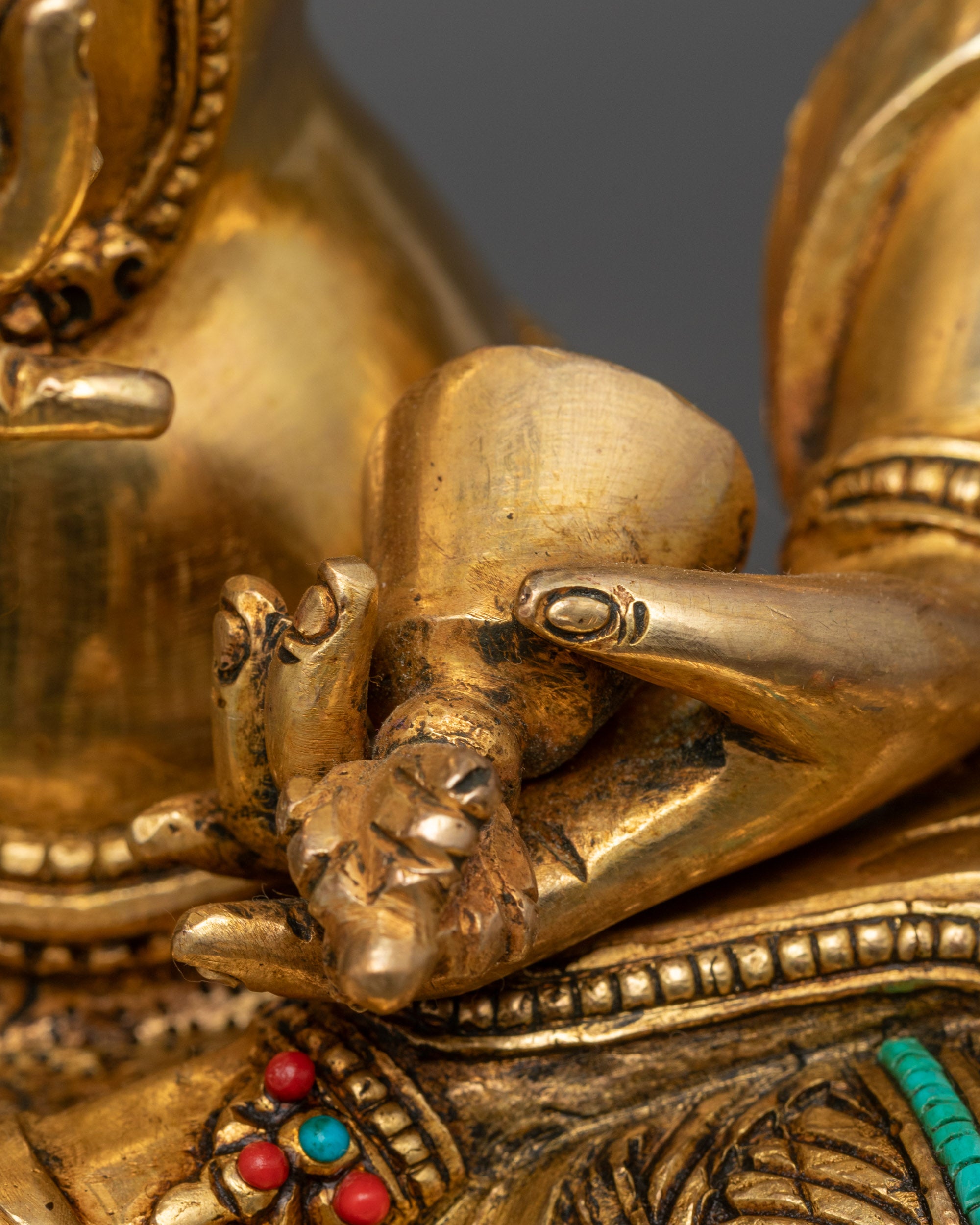 Authentic Vajrasattva Statue | 24K Gold-Gilded Face Buddhist Statue