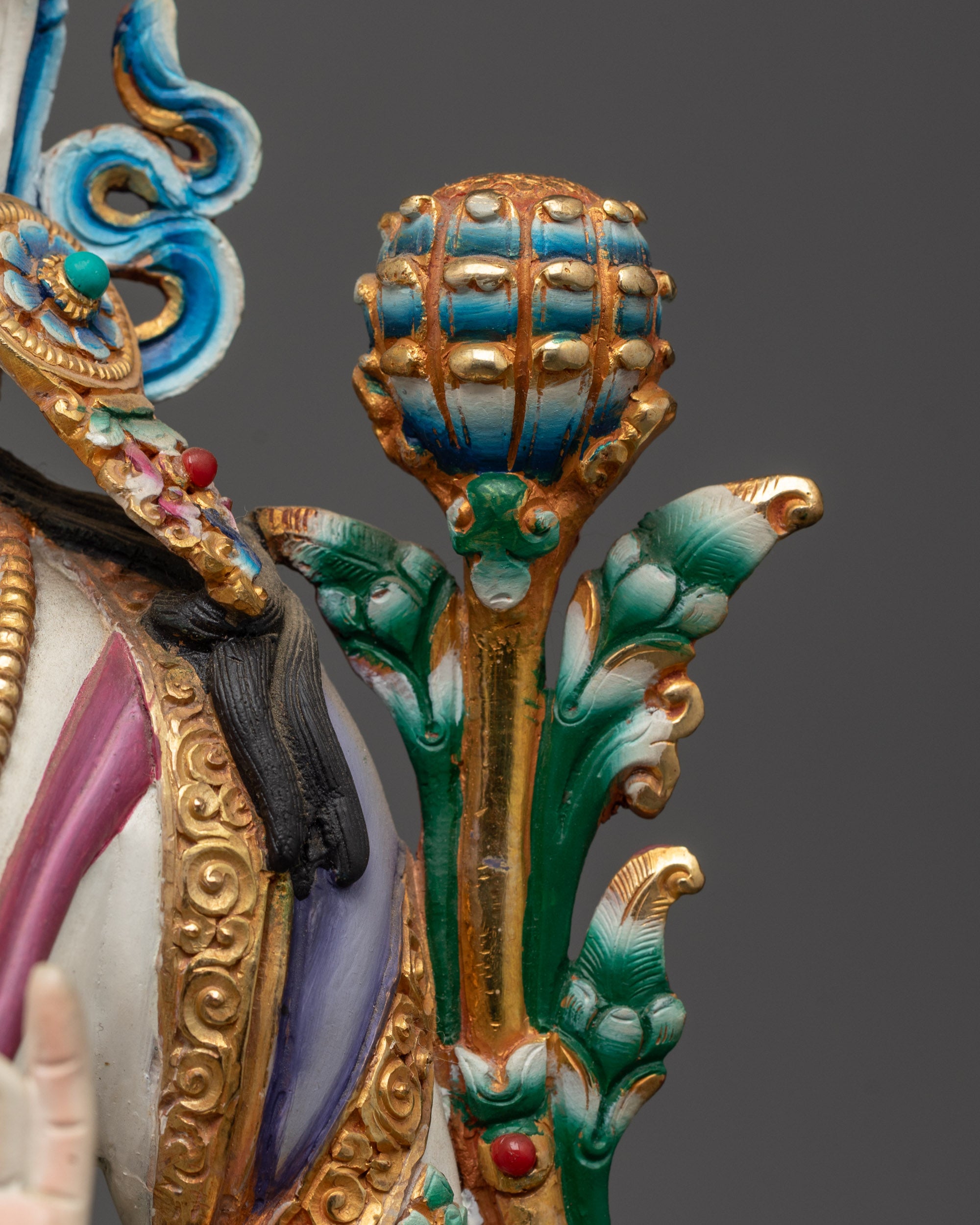 Beautifully Colored Tibetan Healing White Tara Statue