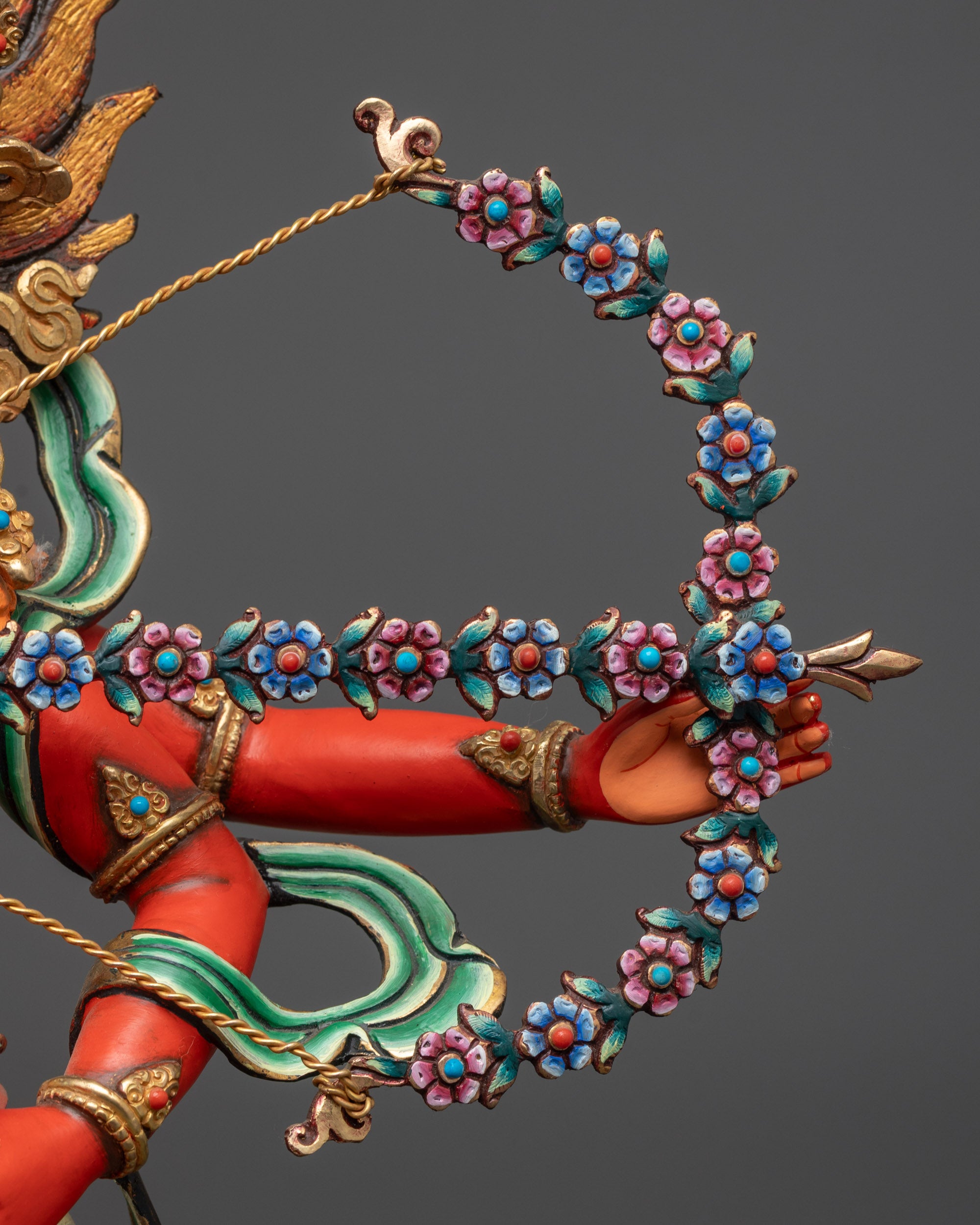 Red Kurukulla Statue | Hand-Carved Buddhist Dakini Sculpture