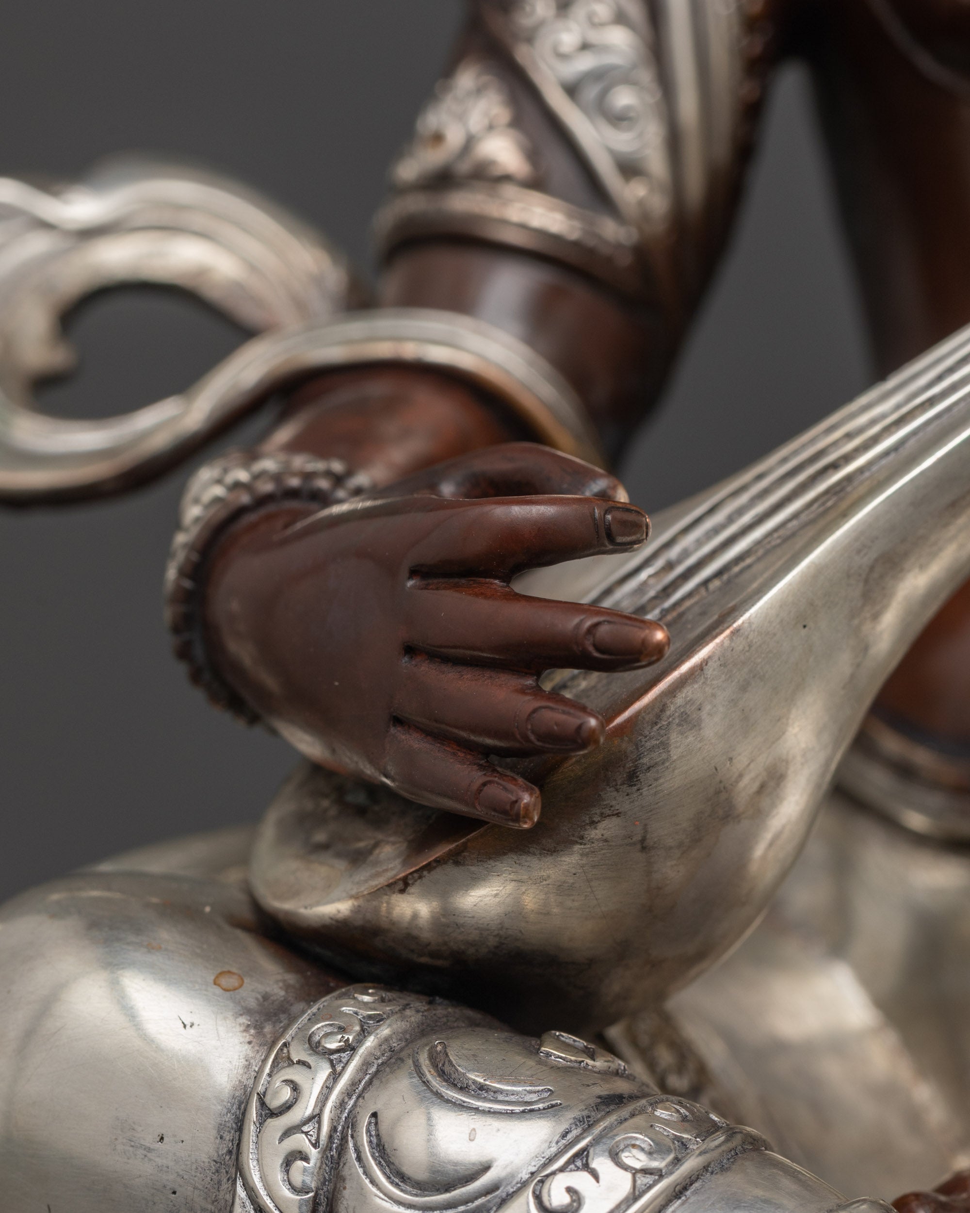 Exquisite Oxidized Saraswati Statue | Handcrafted Goddess of knowledge