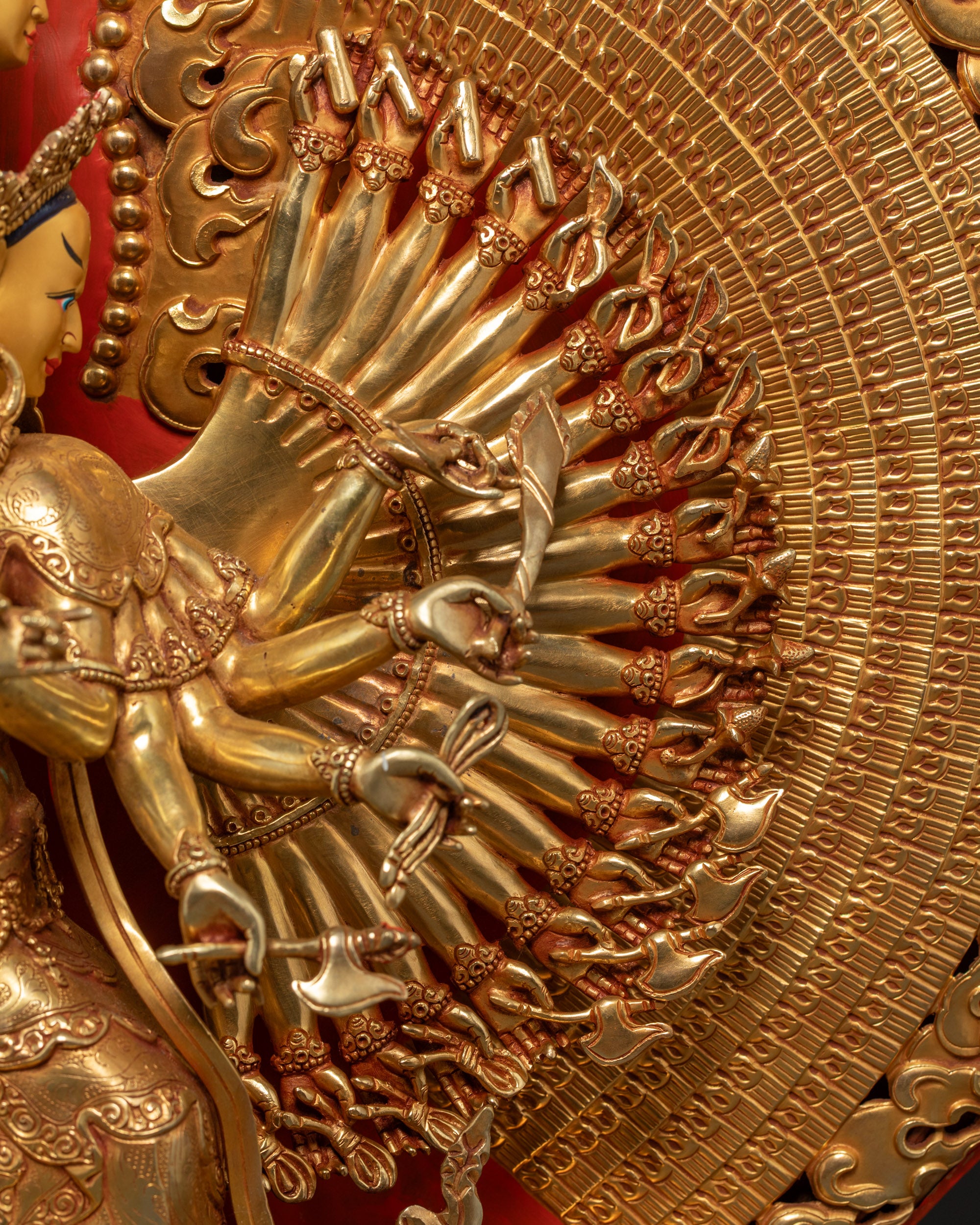 Thousand-Arm Dukar Statue | Detailed Bodhisattva Sculpture from Nepal