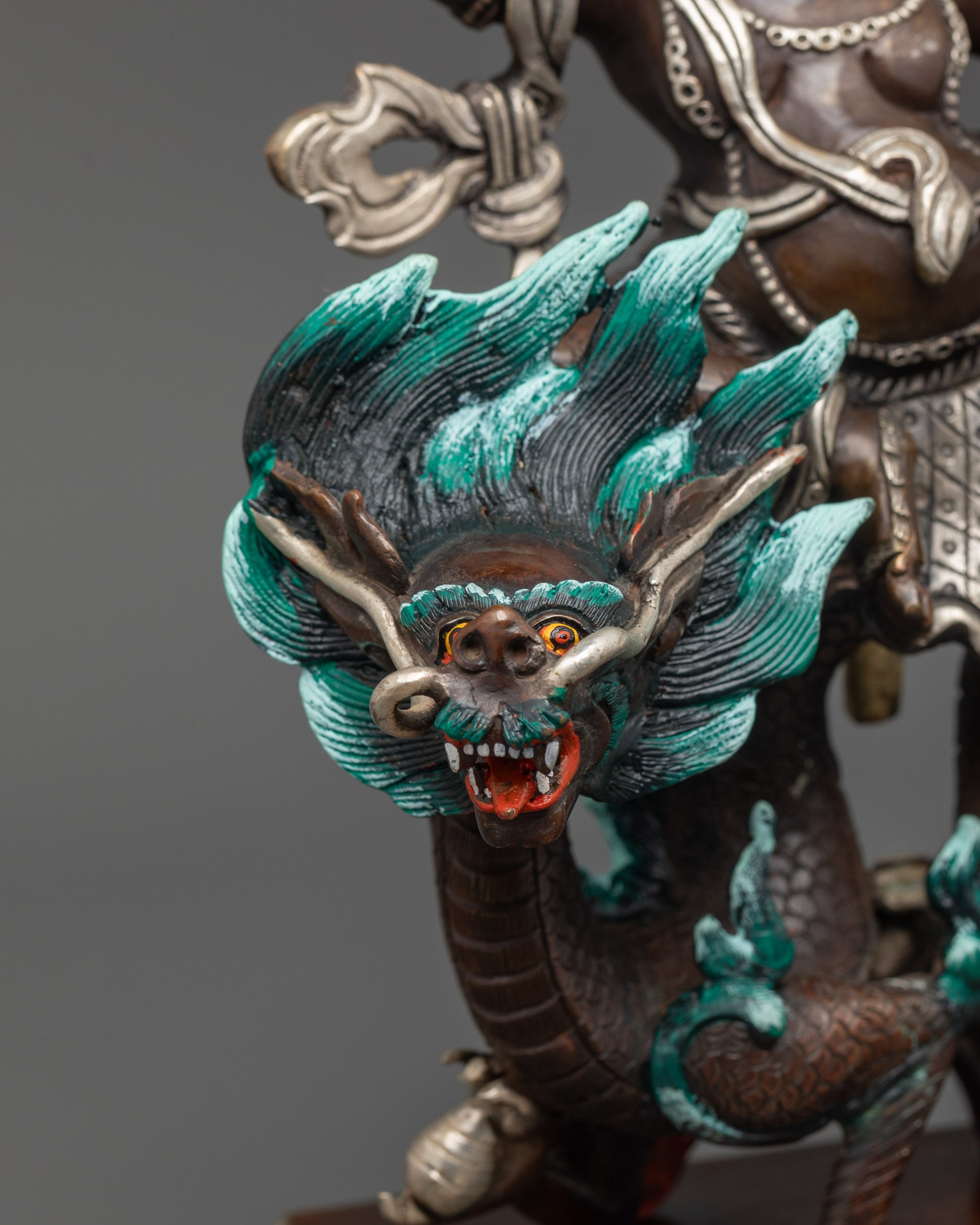 Hand-Finished White Dzambhala Statue | Authentic Oxidized Copper Craft