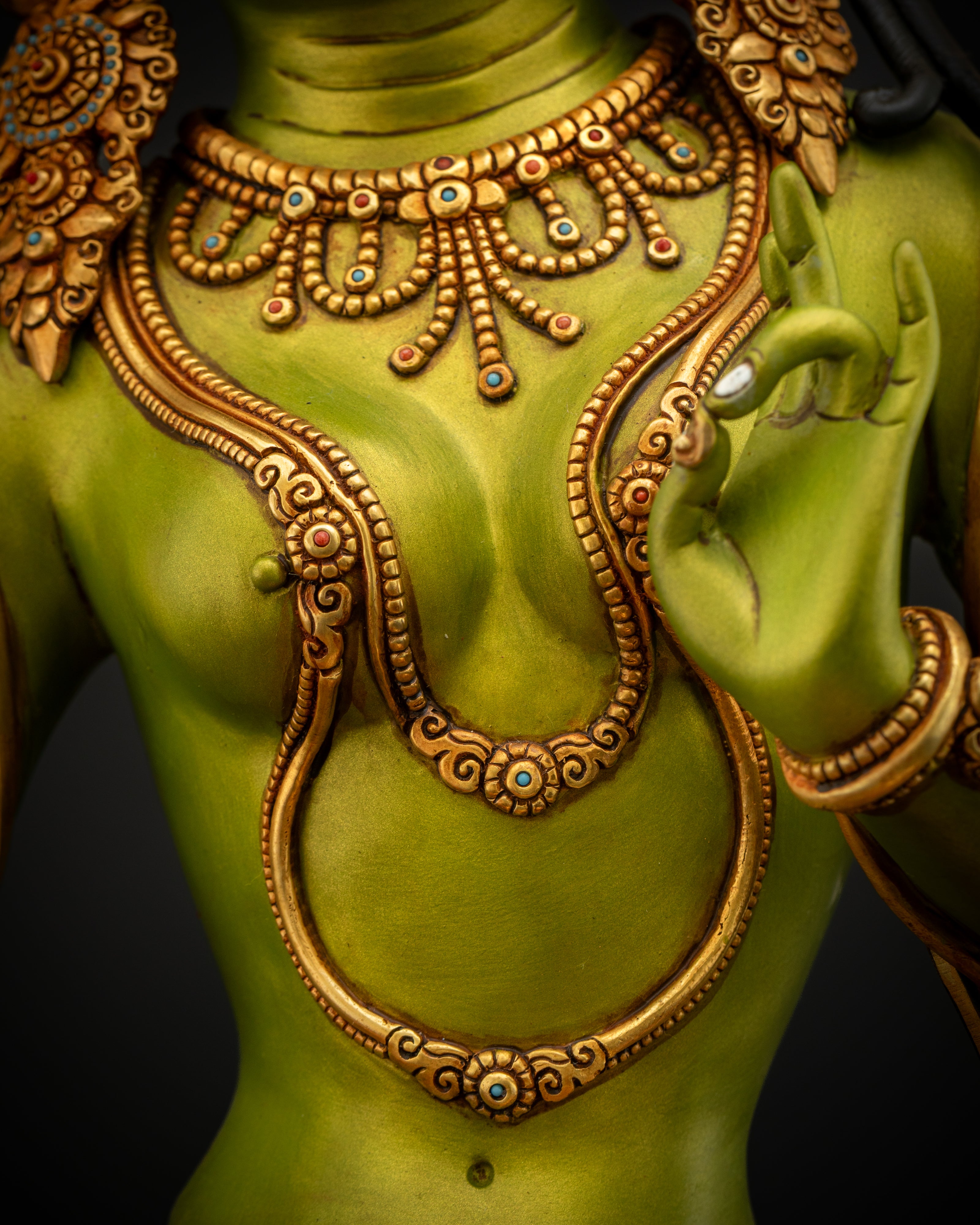 Handcrafted Green Tara Statue | Protector Deity for Personal Shrine