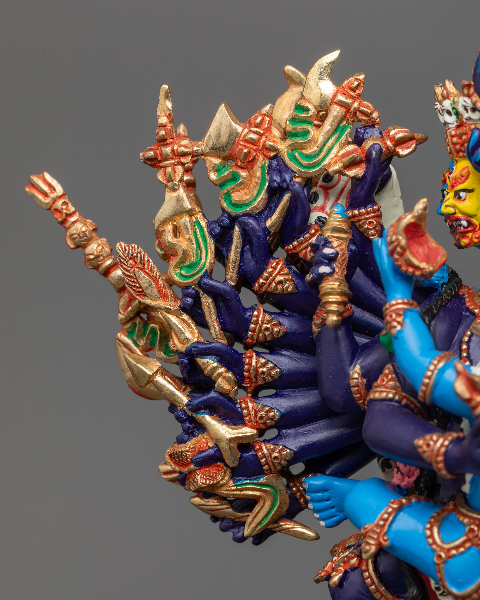Tibetan Yamantaka Statue | Handcrafted Dark Blue Sculpture