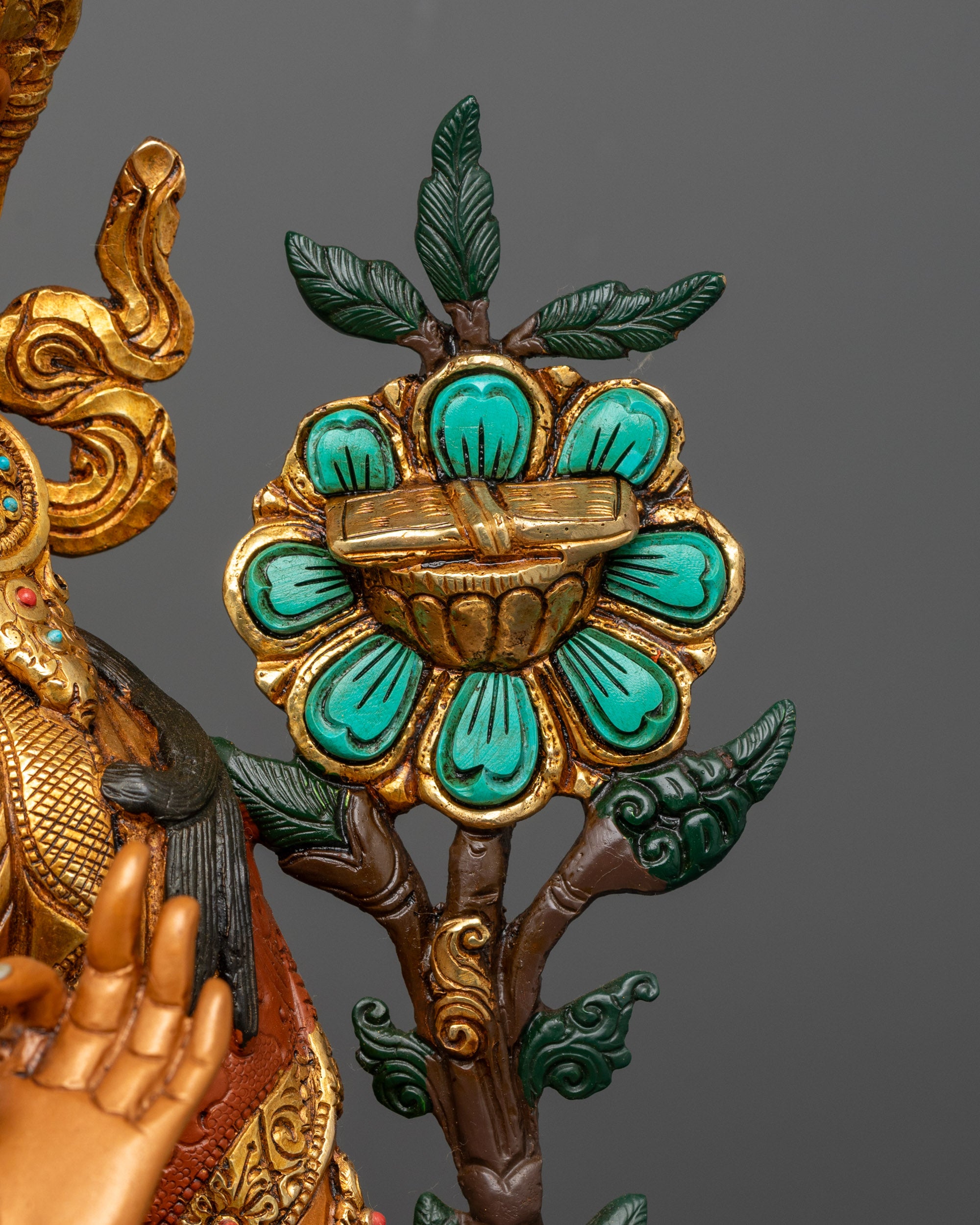 Coloured Manjushri Statue | Handcrafted Nepalese Bodhisattva Sculpture