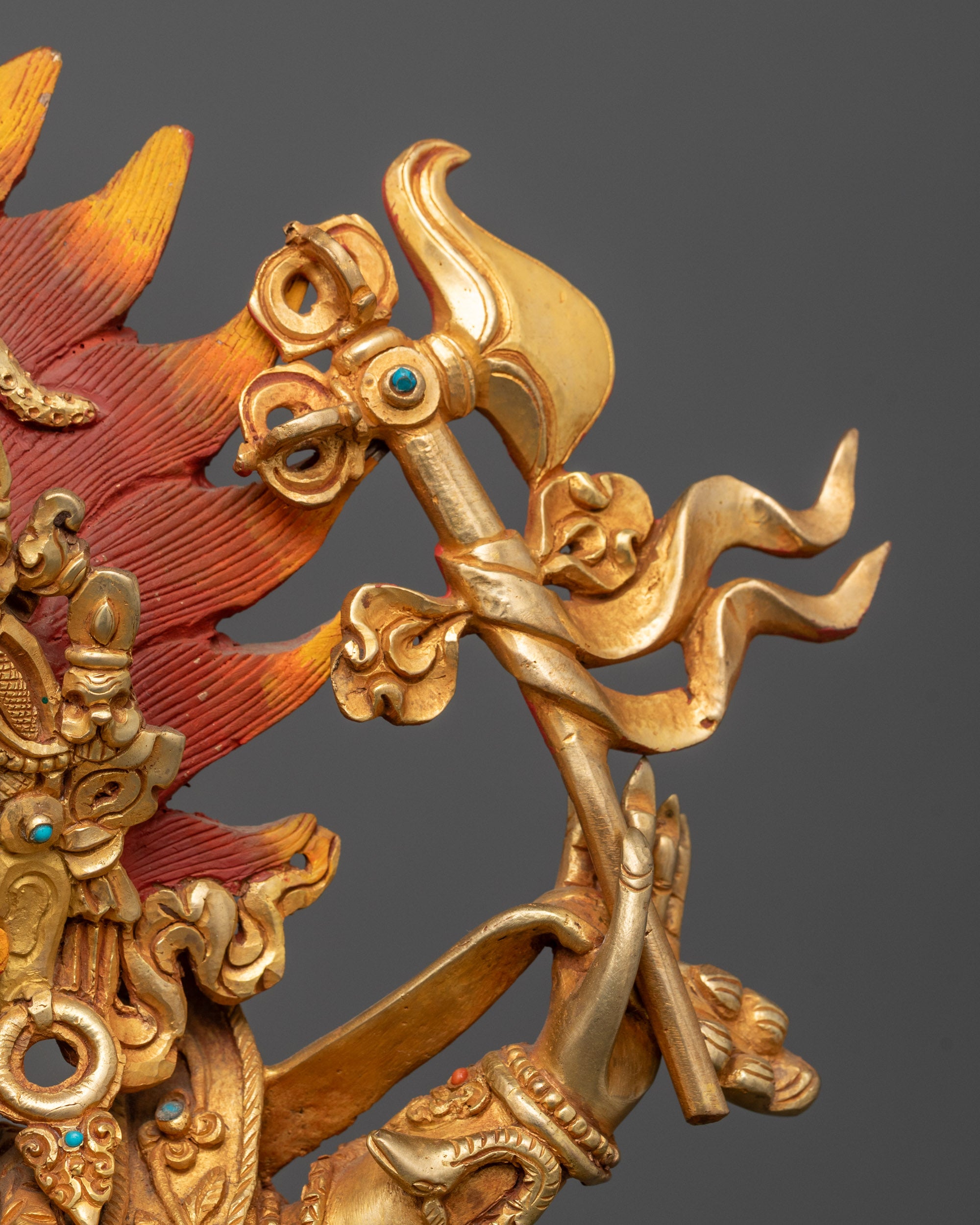 Six Armed Mahakala Sculpture | Hand-Carved Buddhist Wrathful Deity