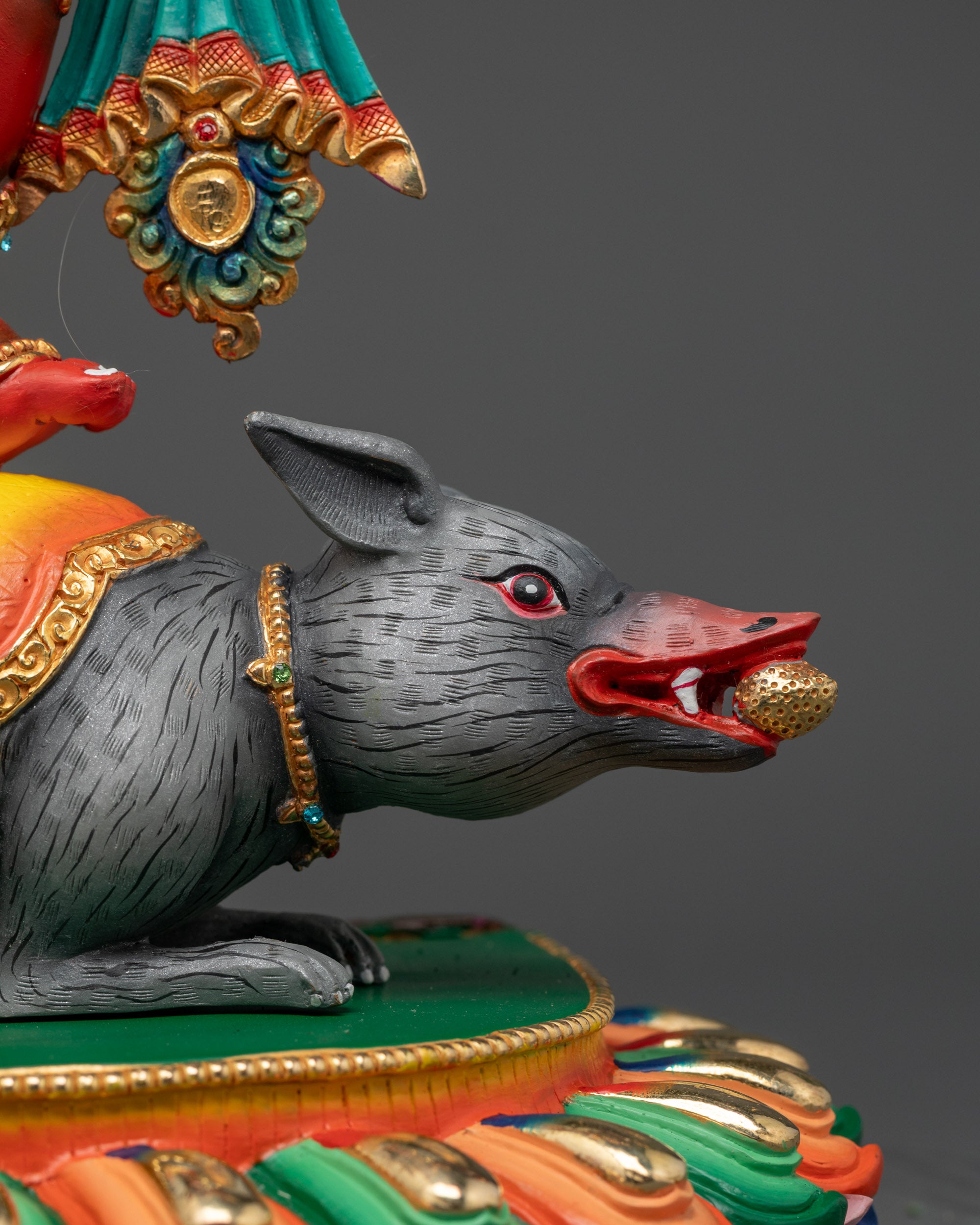 Premium Standing Rakta Ganesh Statue | Himalayan Nepalese Sacred Art