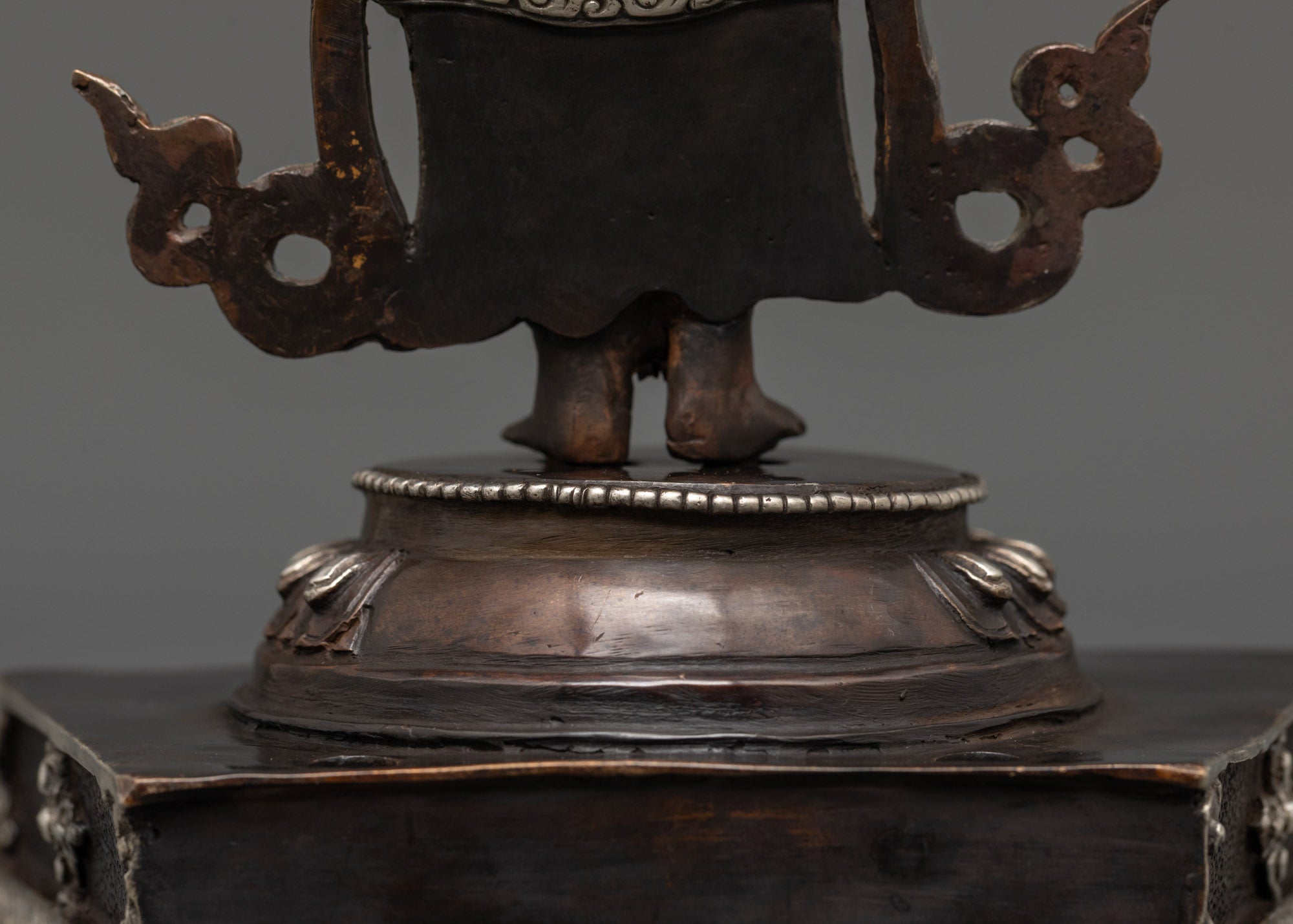 Oxidized Copper Lokeshwor Statue with Silver Plating