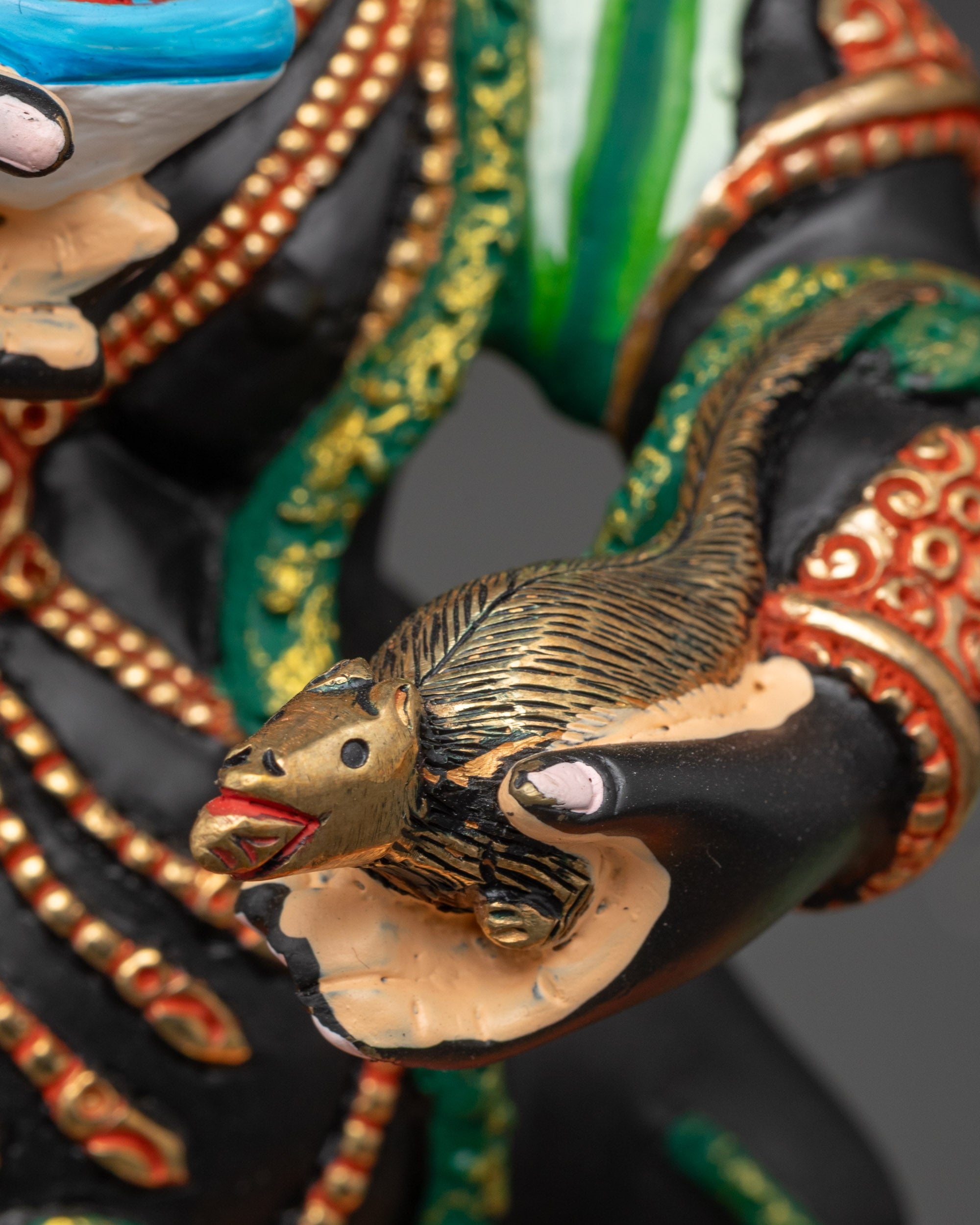 Nepalese Black Dzambhala Sculpture | Handmade Wealth Deity for Altar