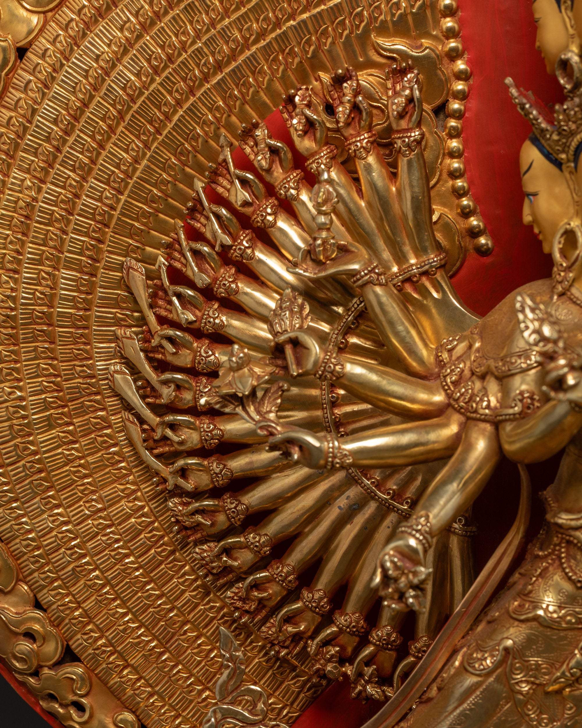 Thousand-Arm Dukar Statue | Detailed Bodhisattva Sculpture from Nepal