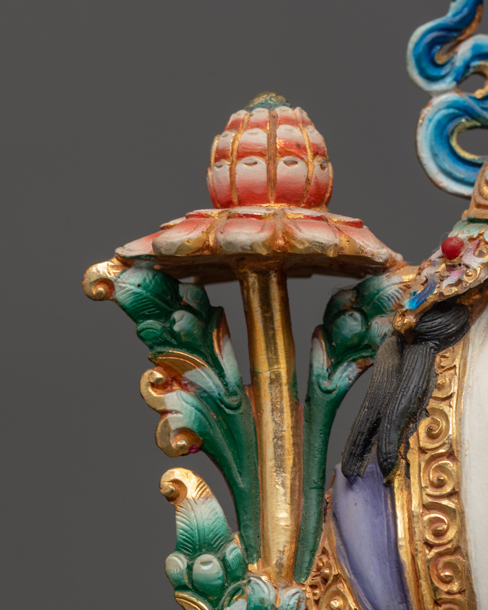 Beautifully Colored Tibetan Healing White Tara Statue