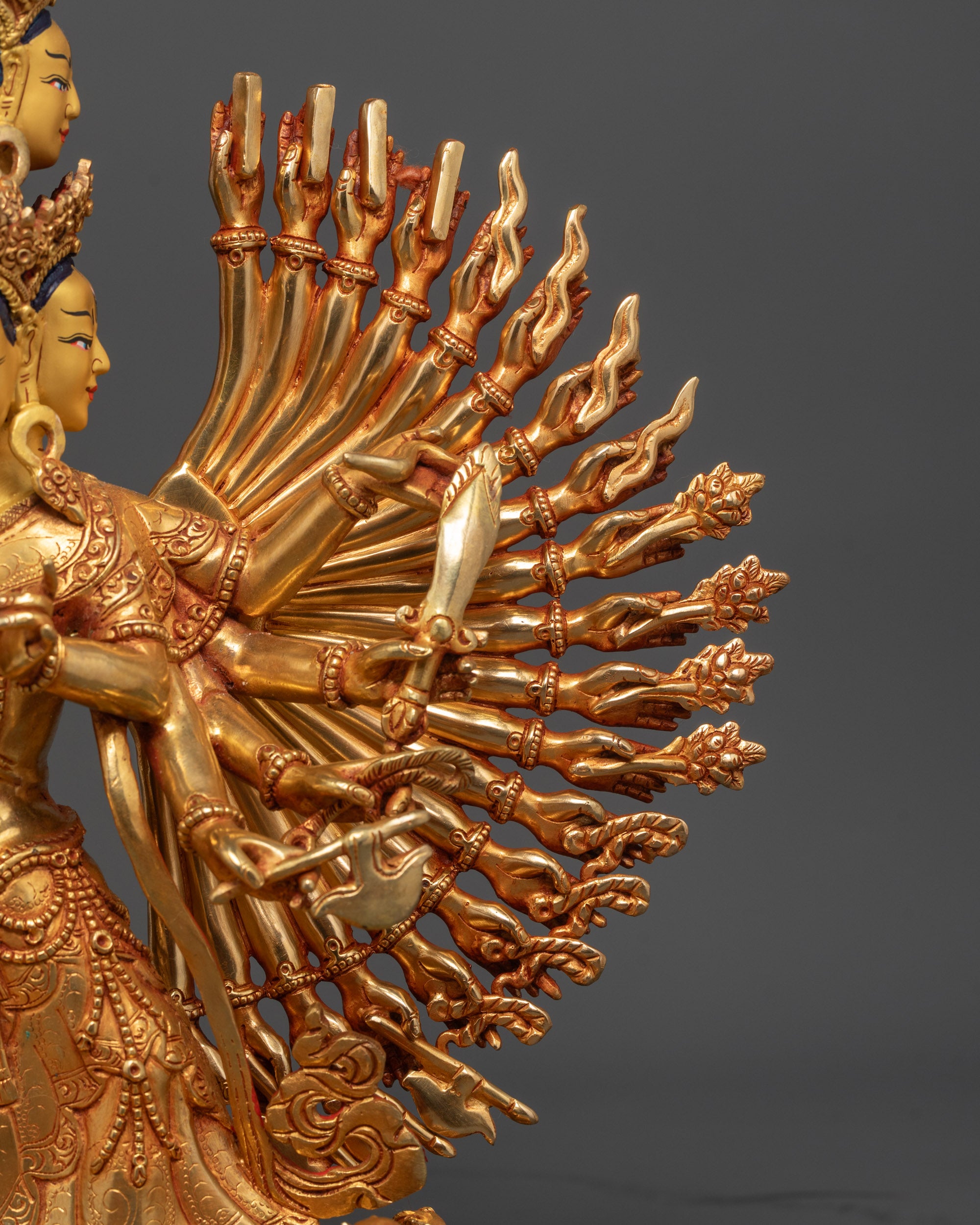 Handcrafted 1000-Armed Dukar Statue | Traditional Buddhist Artwork