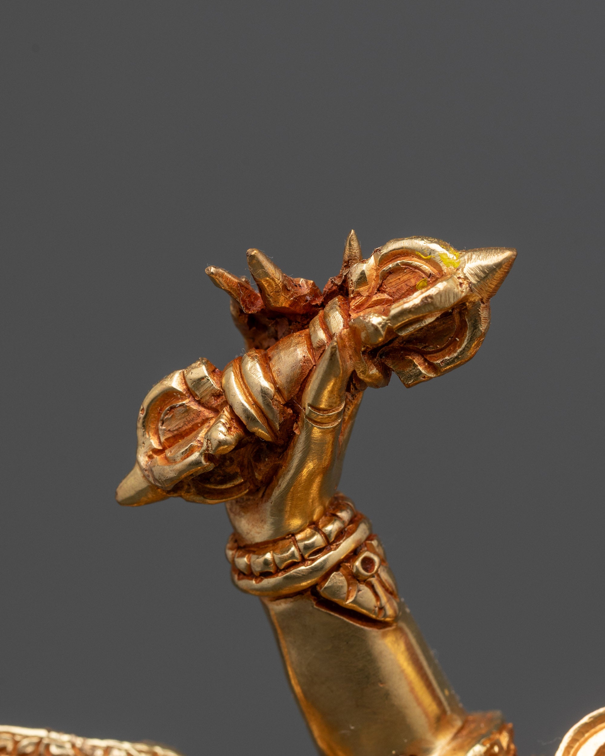 Wrathful Protector Dorje Drolo Sculpture | 24K Gold-Fire Gilded Statue
