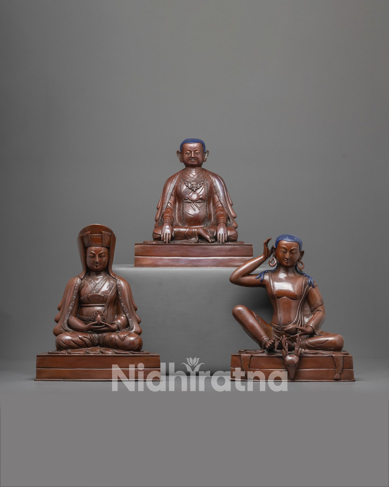 Nepalese Oxidized Marpha Set Statues | Authentic Himalayan Statues