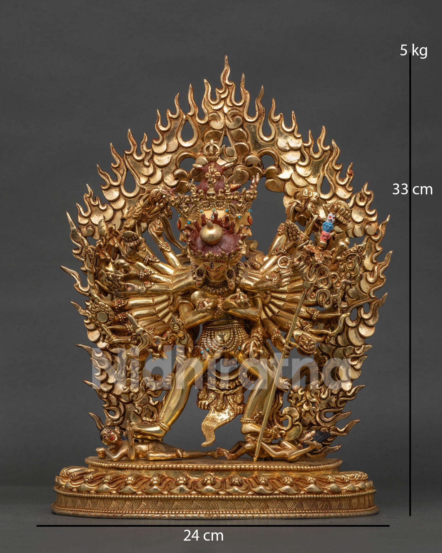 Chakrasamvara Yab-Yum Statue with four wrathful faces and twelve sacred arms