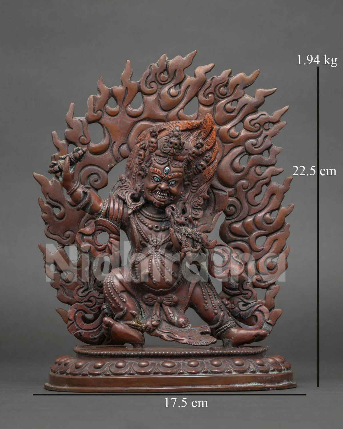 Chana Dorje Statue oxidized copper Vajrapani Buddhist protector