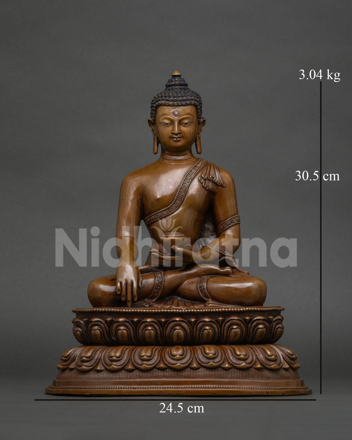 chemically-oxidized-copper-shakyamuni-buddha-statue-front-view
