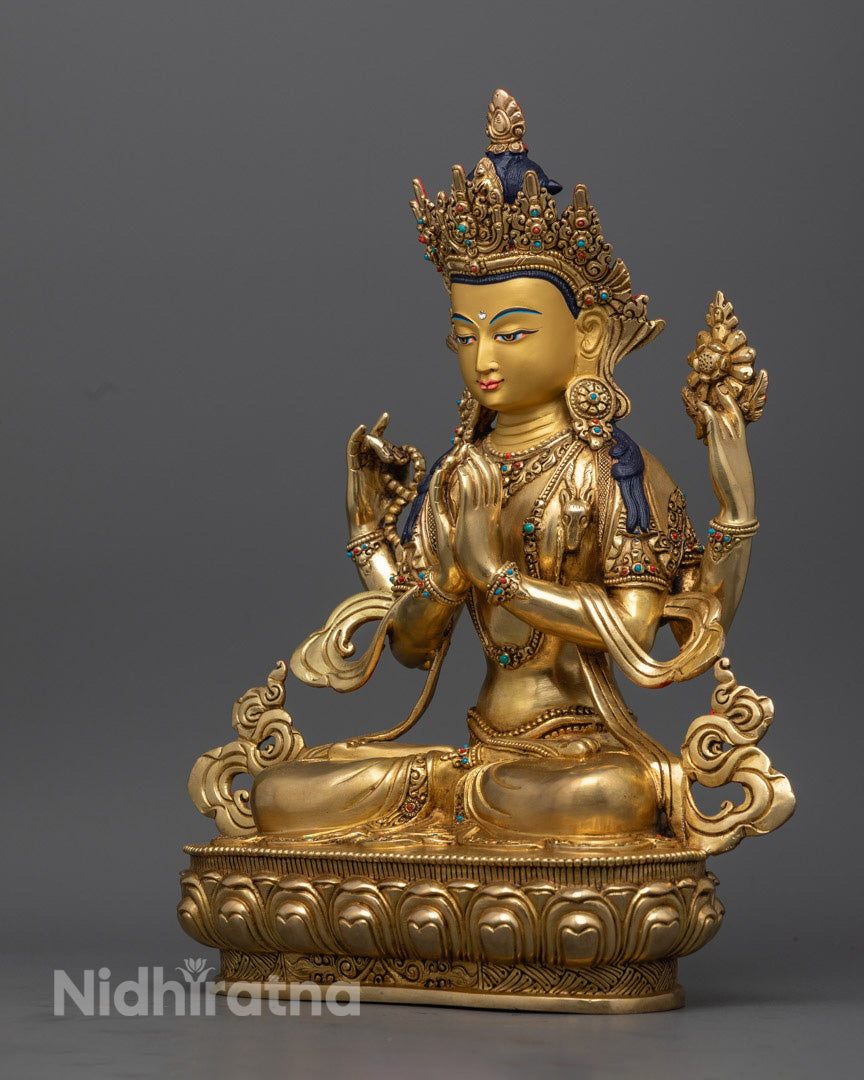 Chenrezig Statue | Tibetan Avalokiteshvara Handmade in Nepal