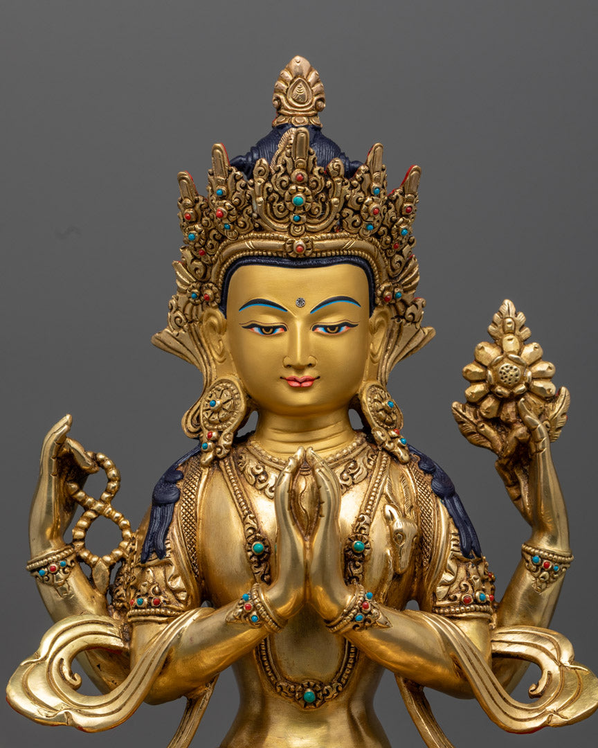 Chenrezig Statue | Tibetan Avalokiteshvara Handmade in Nepal