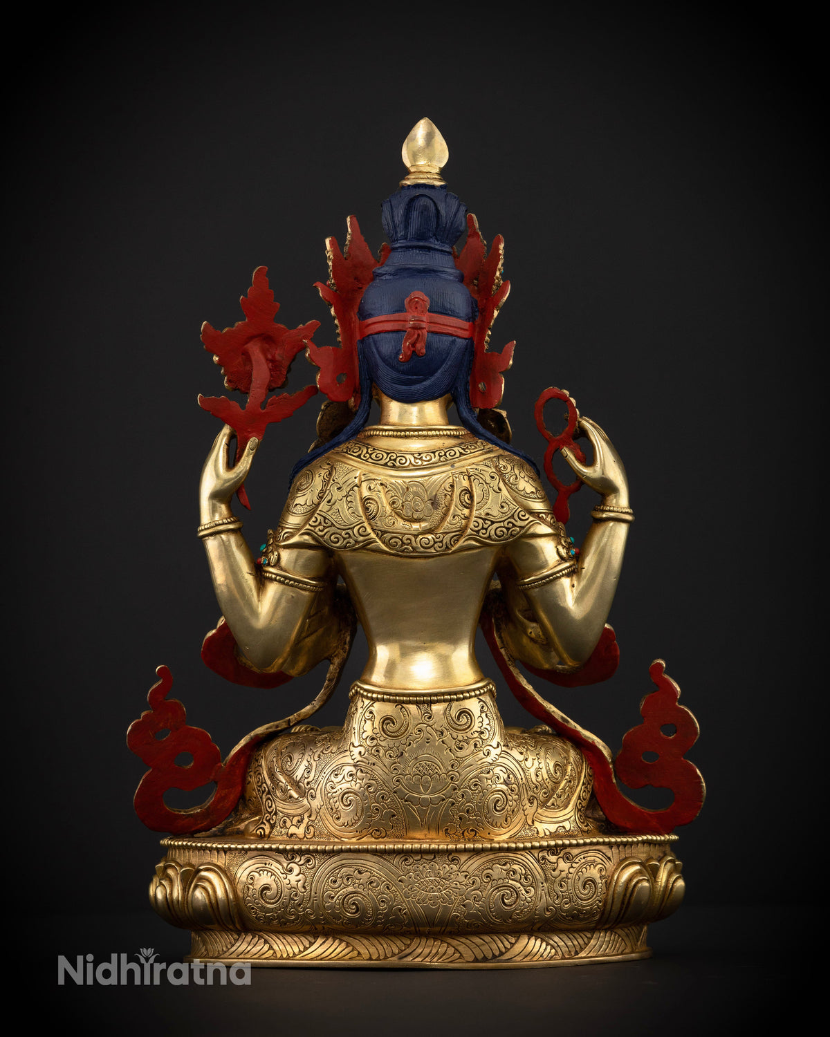 Chenrezig Bodhisattva of Compassion statue crafted by skilled Newari artisans using the traditional lost-wax casting method in Nepal.