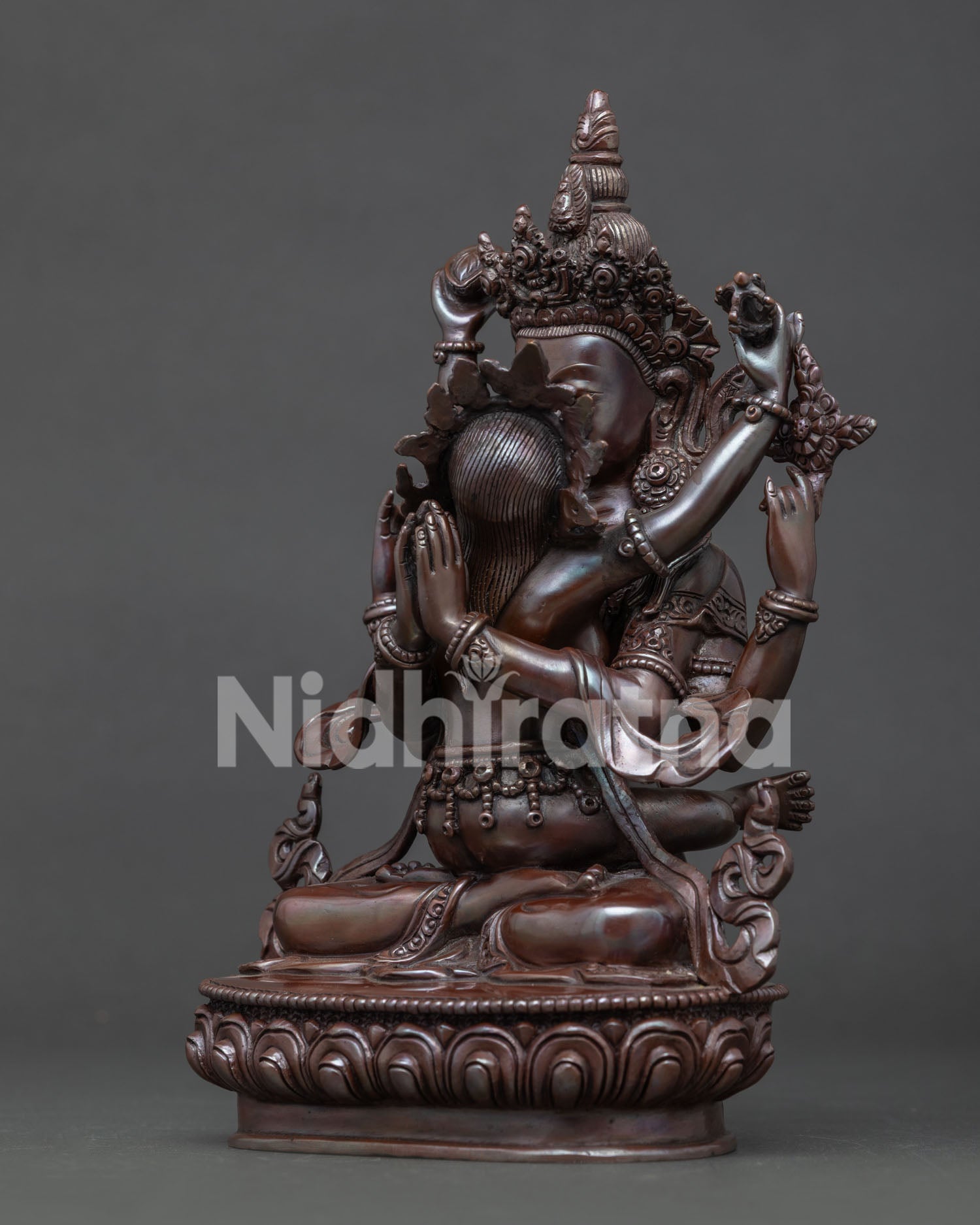 Chenrezig with Consort Buddhist Statue Featuring Kartika Knife and Kapala.