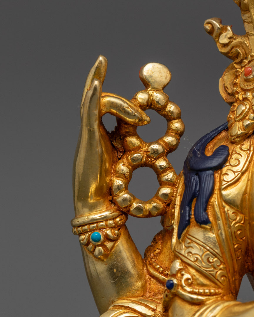 Tibetan Chenrezig Statue | Handcrafted 24K Gold Gilded Copper