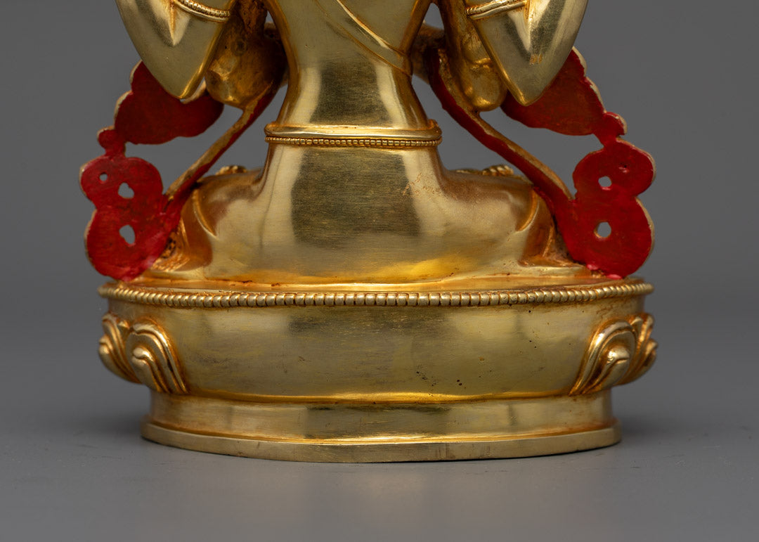 Tibetan Chenrezig Statue | Handcrafted 24K Gold Gilded Copper