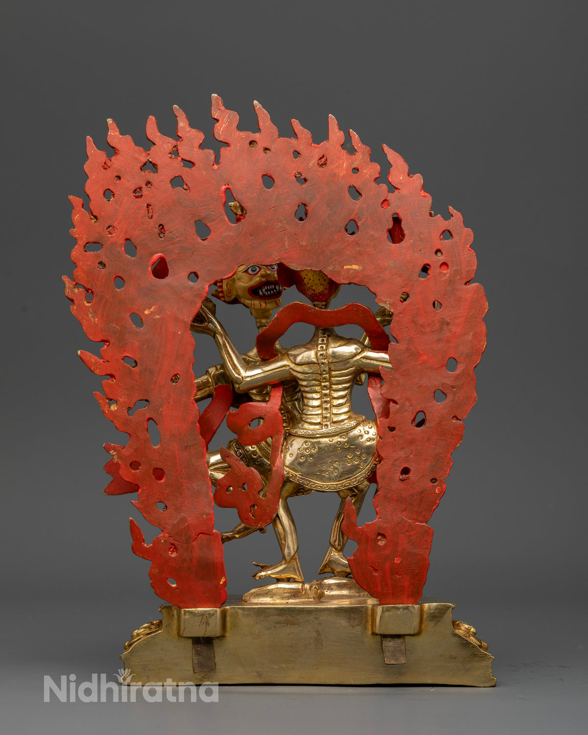 Citipati statue handcrafted by Newari artisans in Patan Nepal with gold fire gilding.