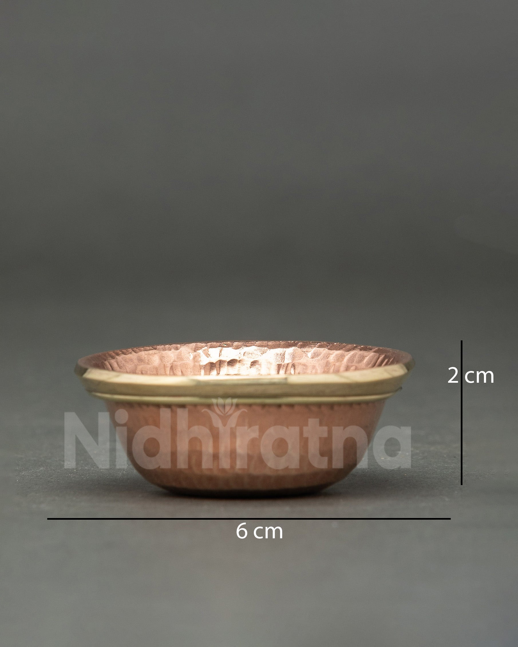 Close-up copper bowl for Tibetan Buddhist altar