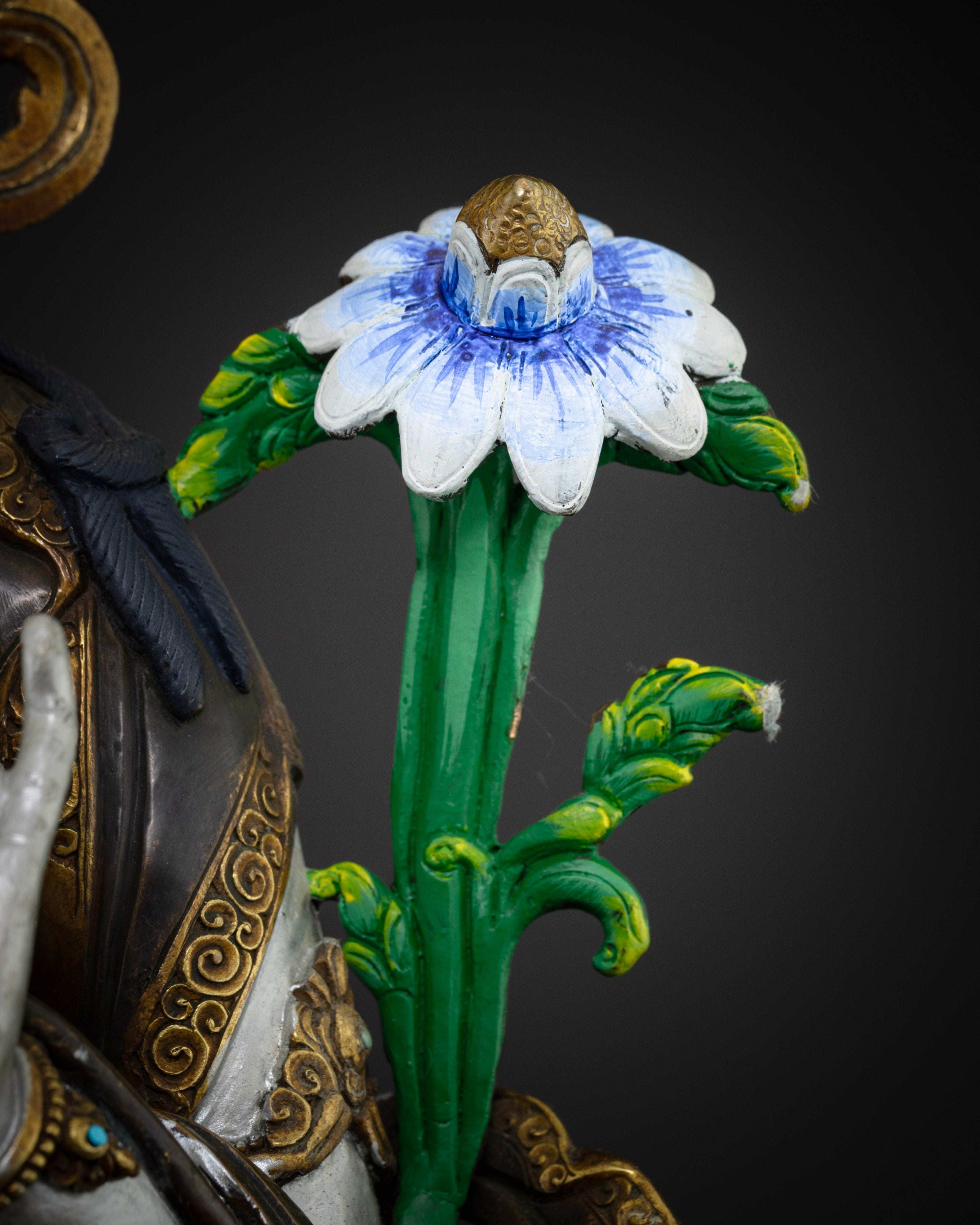 blue utpala of masterpiece colorful white tara statue
