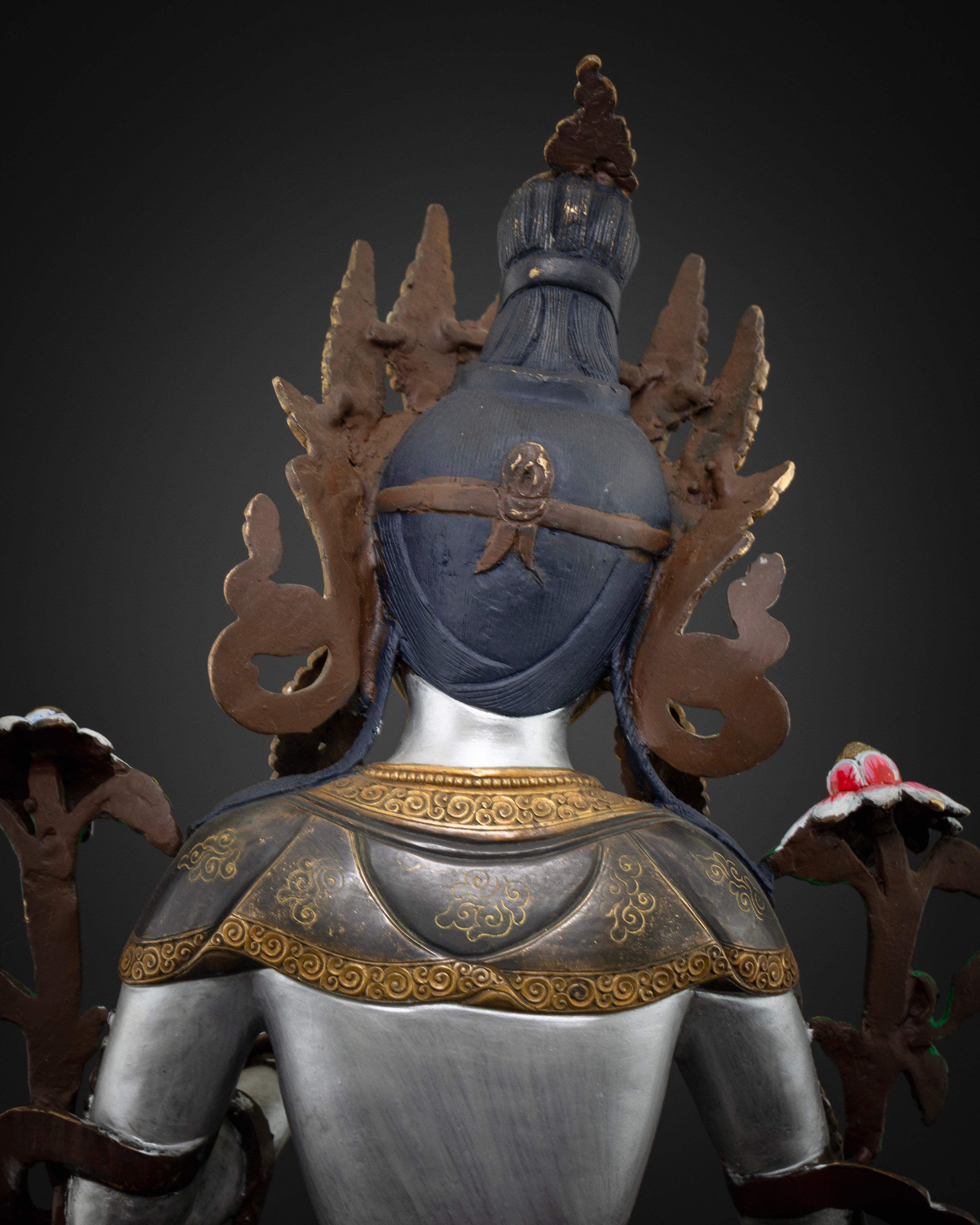 hair of masterpiece colorful white tara statue painted black with poster and acrylic poster colors