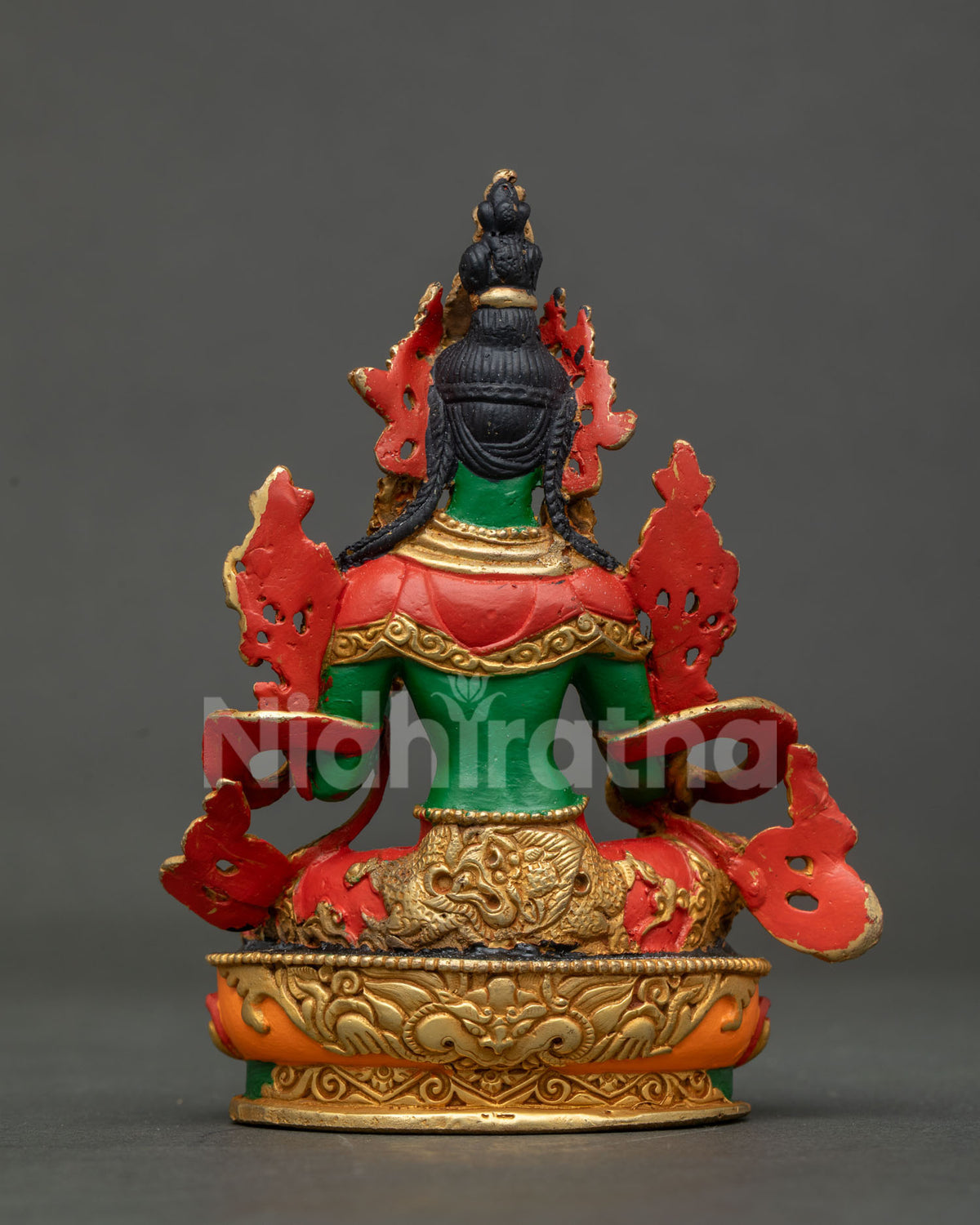 Copper Green Tara statue with acrylic finish traditional Newari art.