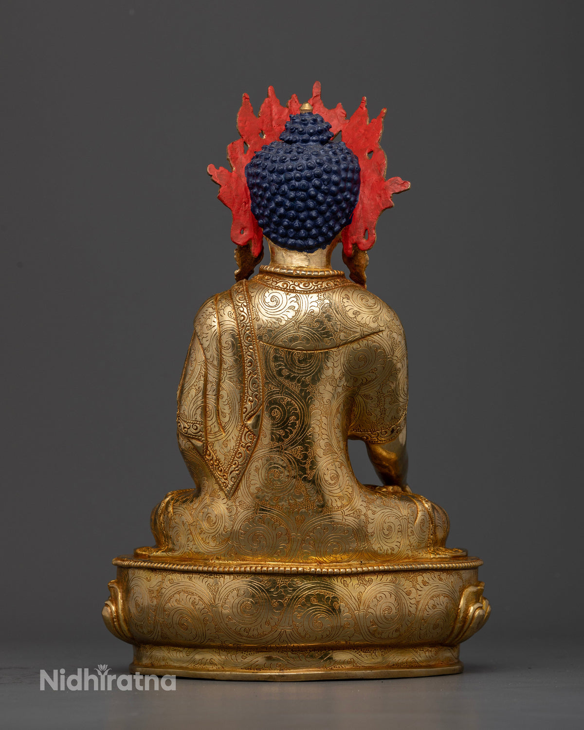 Crown Shakyamuni Buddha Statue handcrafted by skilled Newari artist from Patan Nepal.