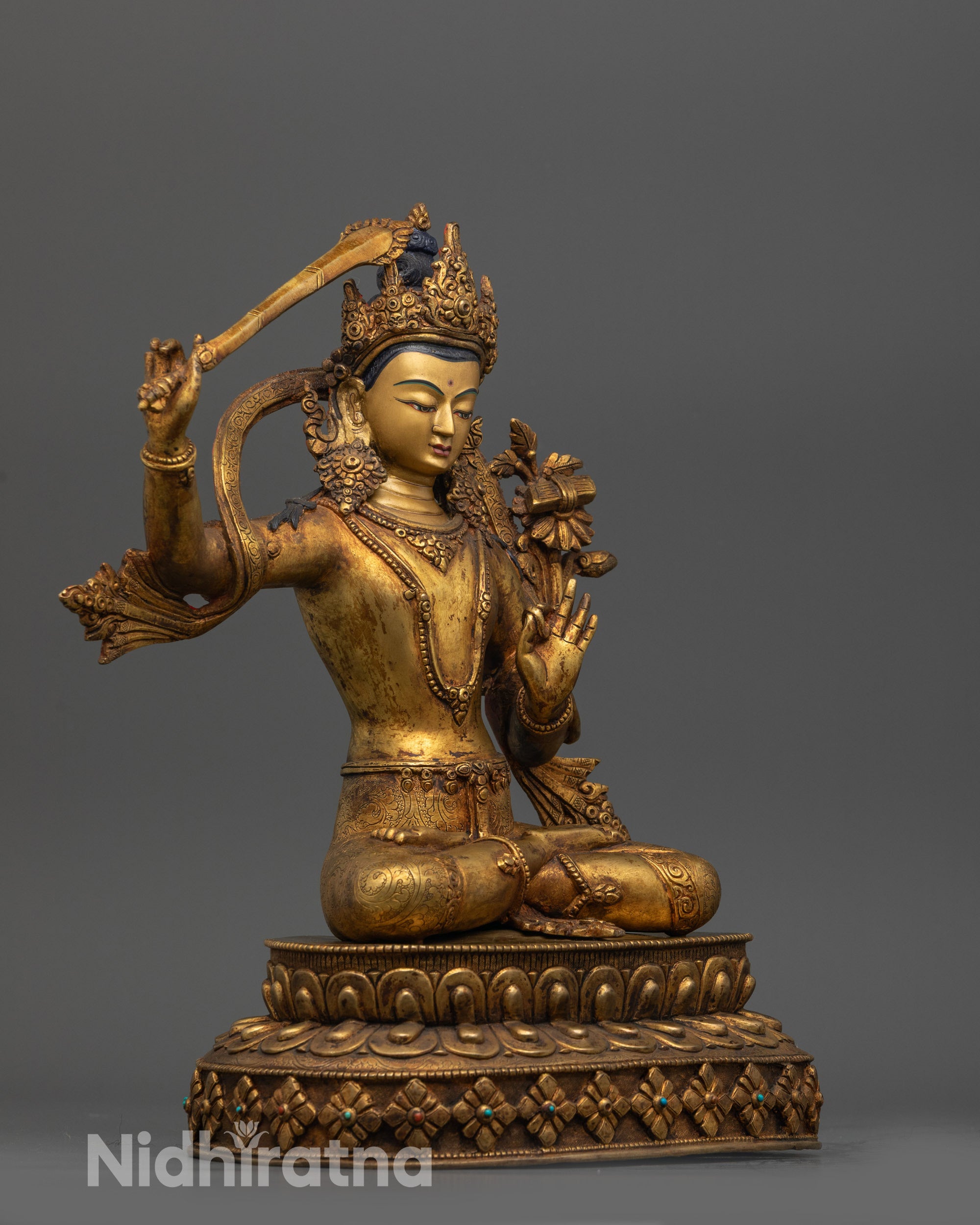 Antique Finish Five Bodhisattva Statue Set | Sacred Buddhist Set