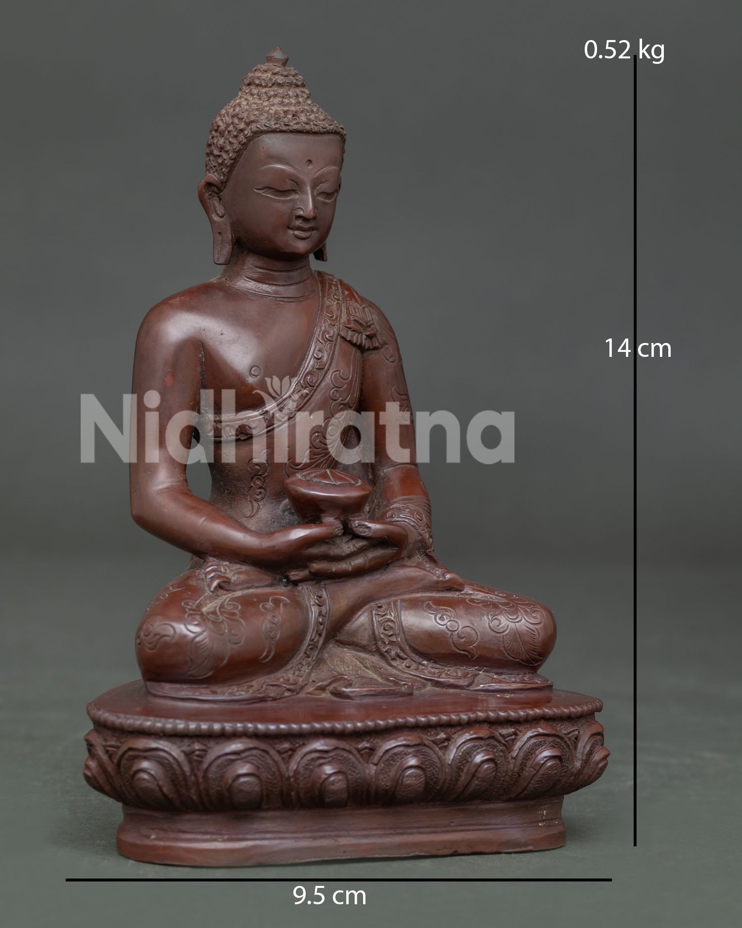 Detailed face of Amitabha Buddha Statue showing peaceful expression and traditional Buddhist craftsmanship.
