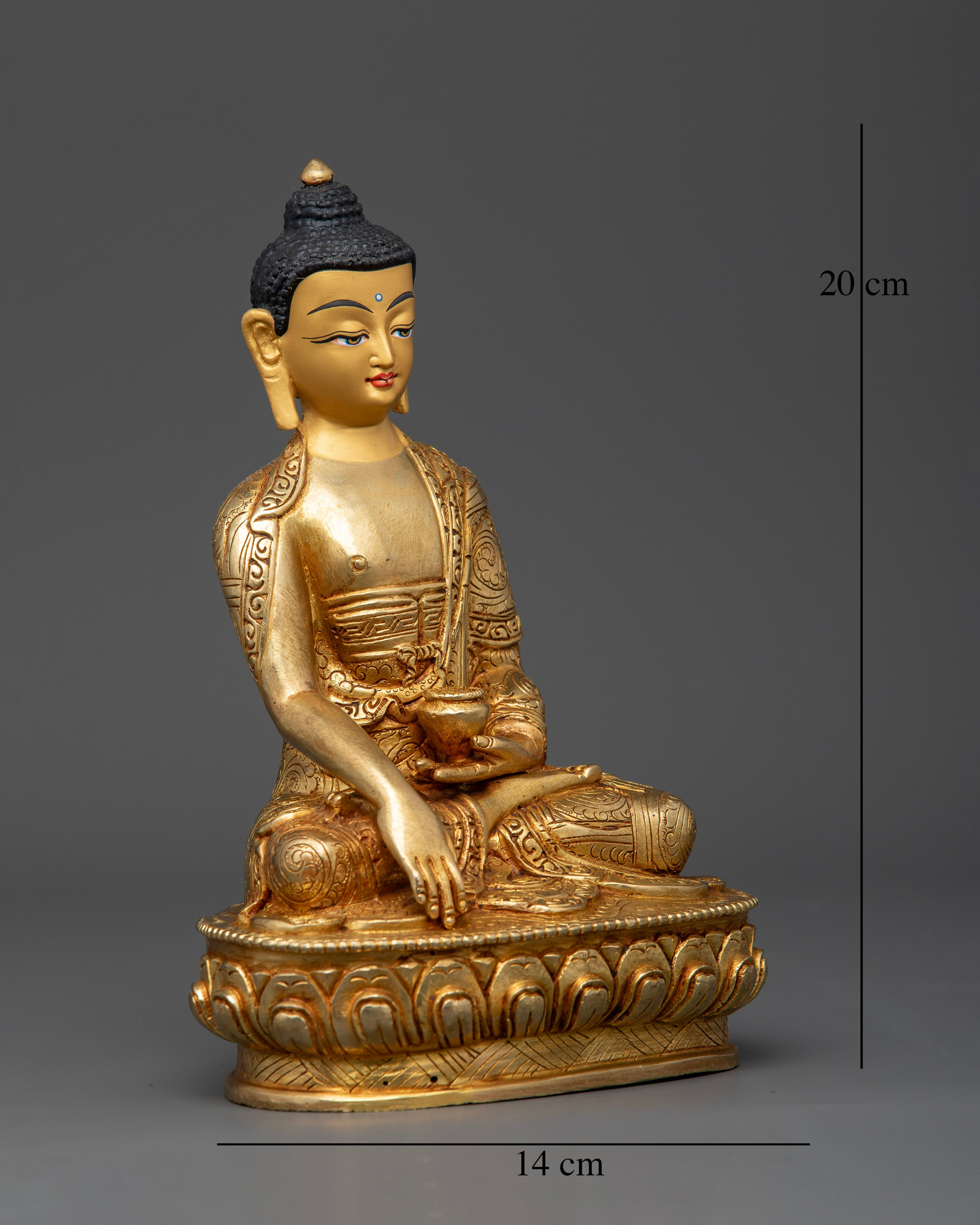 Detailed Shakyamuni Buddha with Gold Gilded Nepalese Craftsmanship