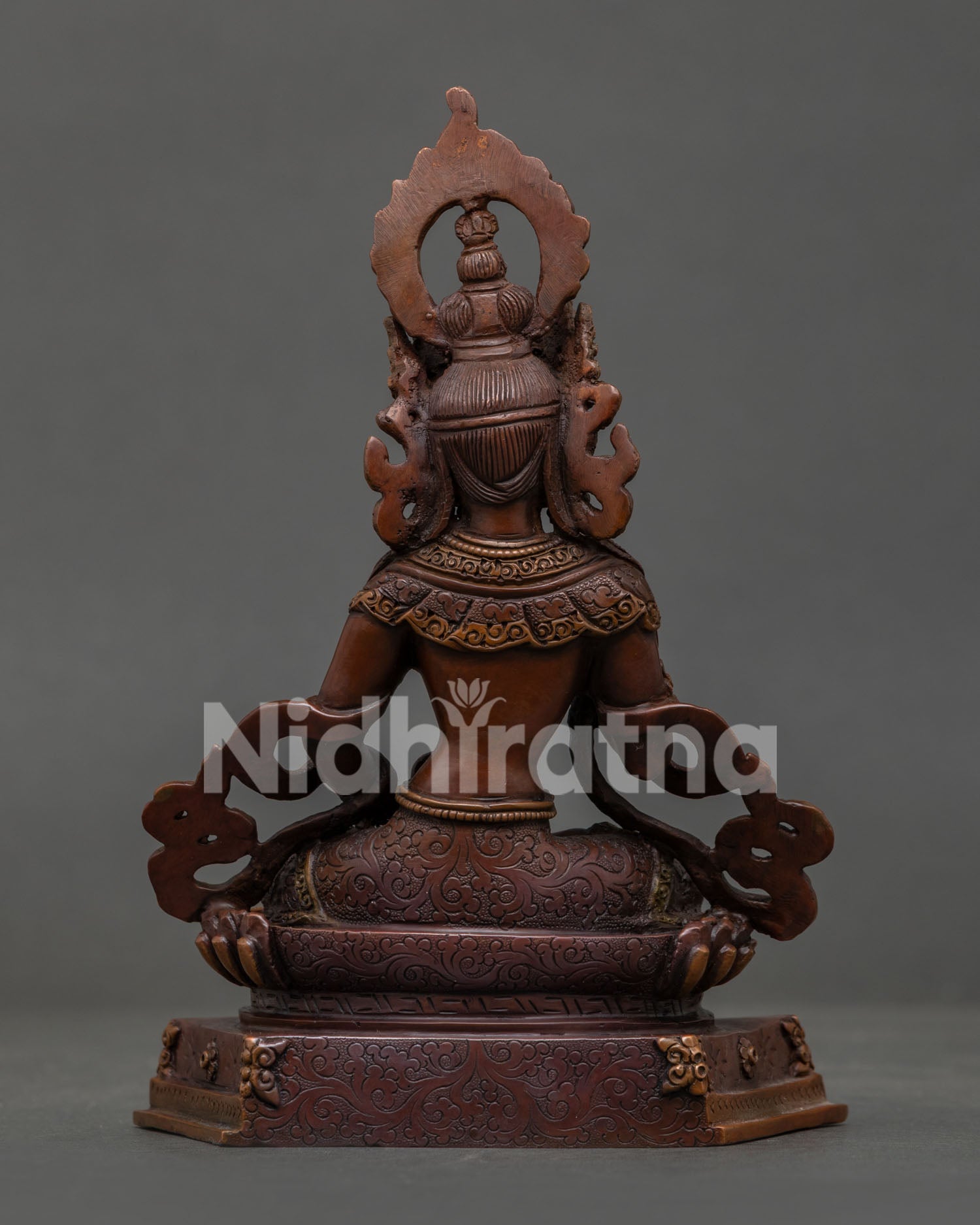 Detailed Vajrasattva Statue with Hand Carved Floral Motif Robe.