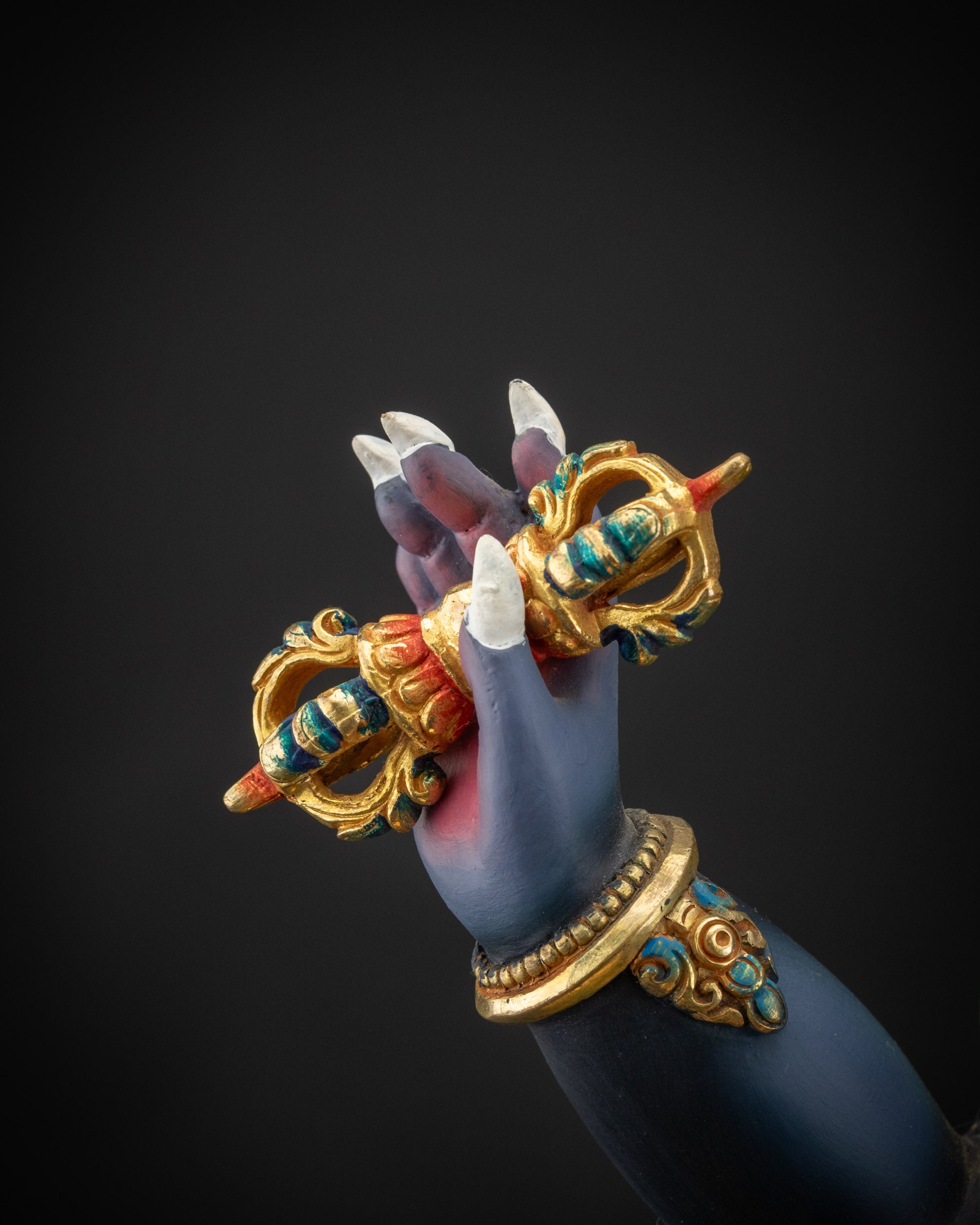 detailed mudra Vajrapani statue showing right hand vajra