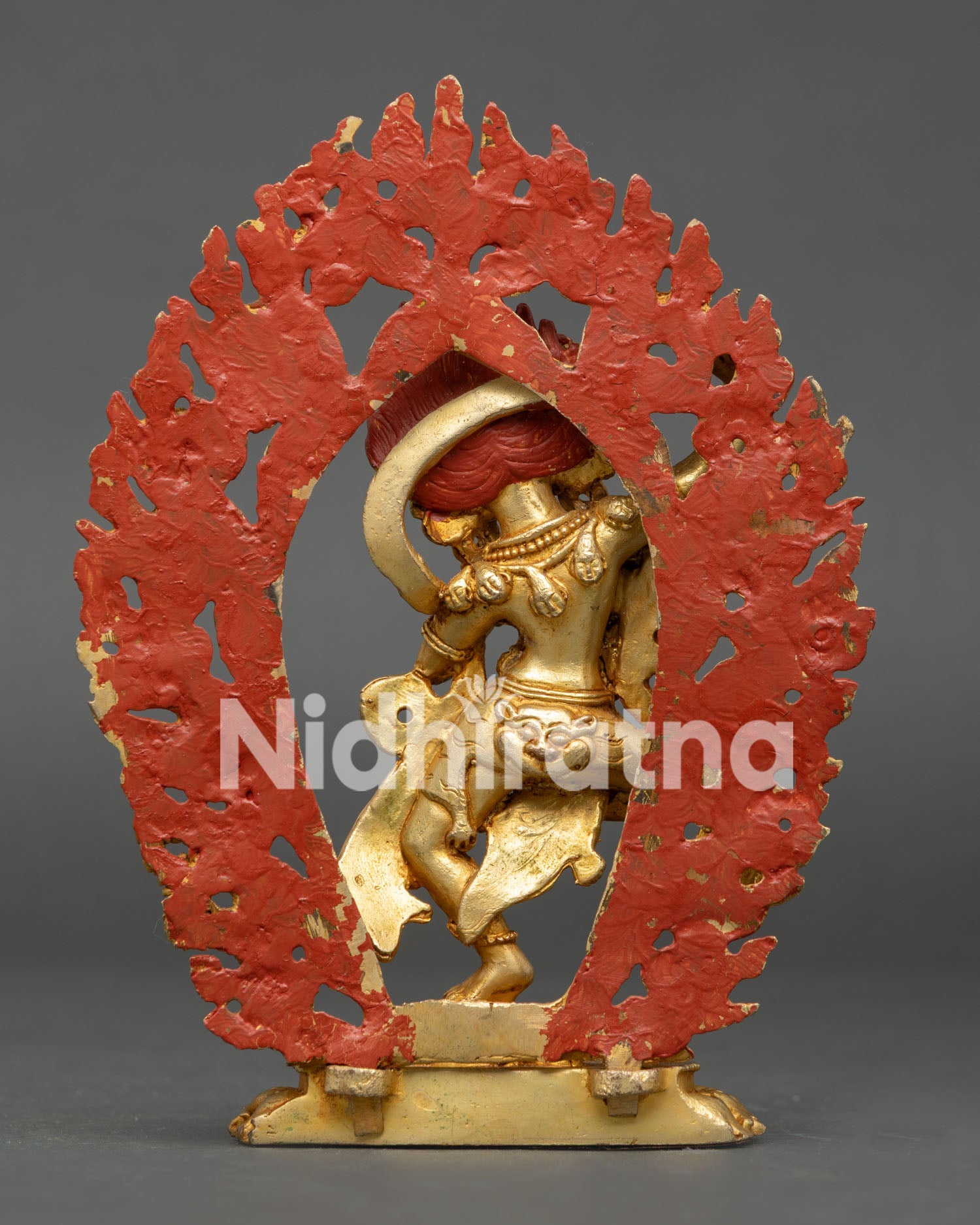Dorje Phagmo Statue handcrafted copper sculpture with gold gilded details from Nepal.