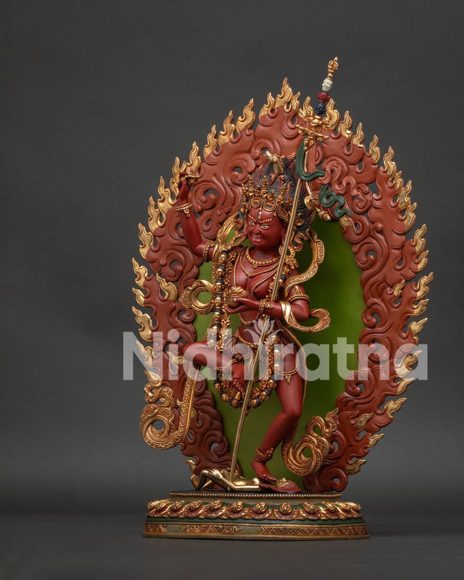 Dorje Phagmo Vajrayogini statue left side view with acrylic-painted details