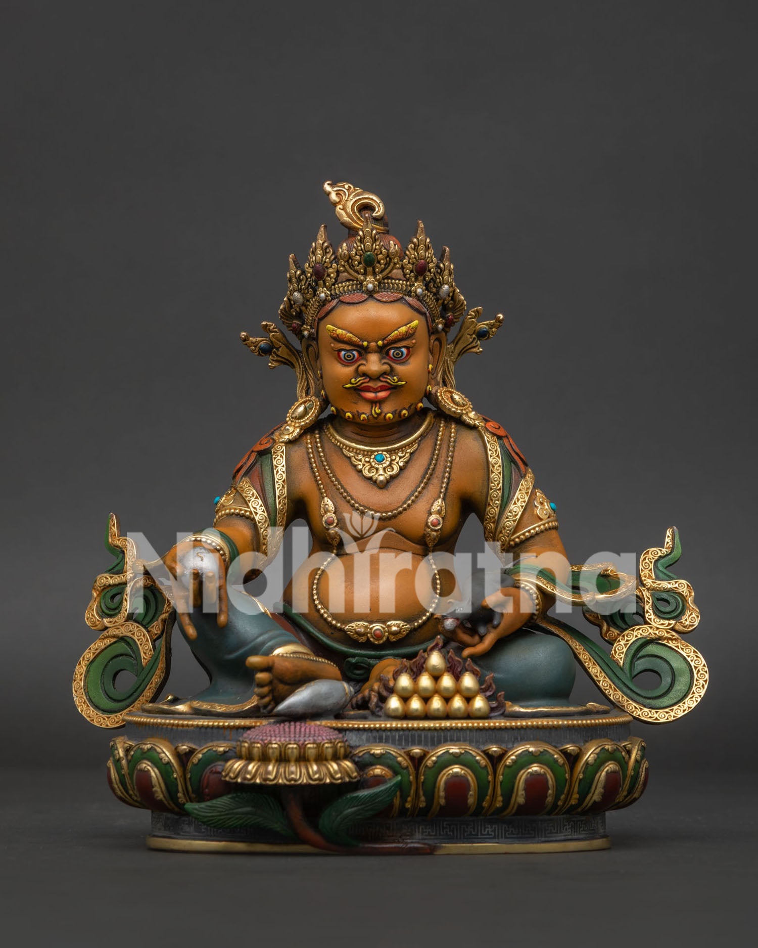 dzambhala statue handcrafted copper wealth deity hand painted acrylic sculpture nepal