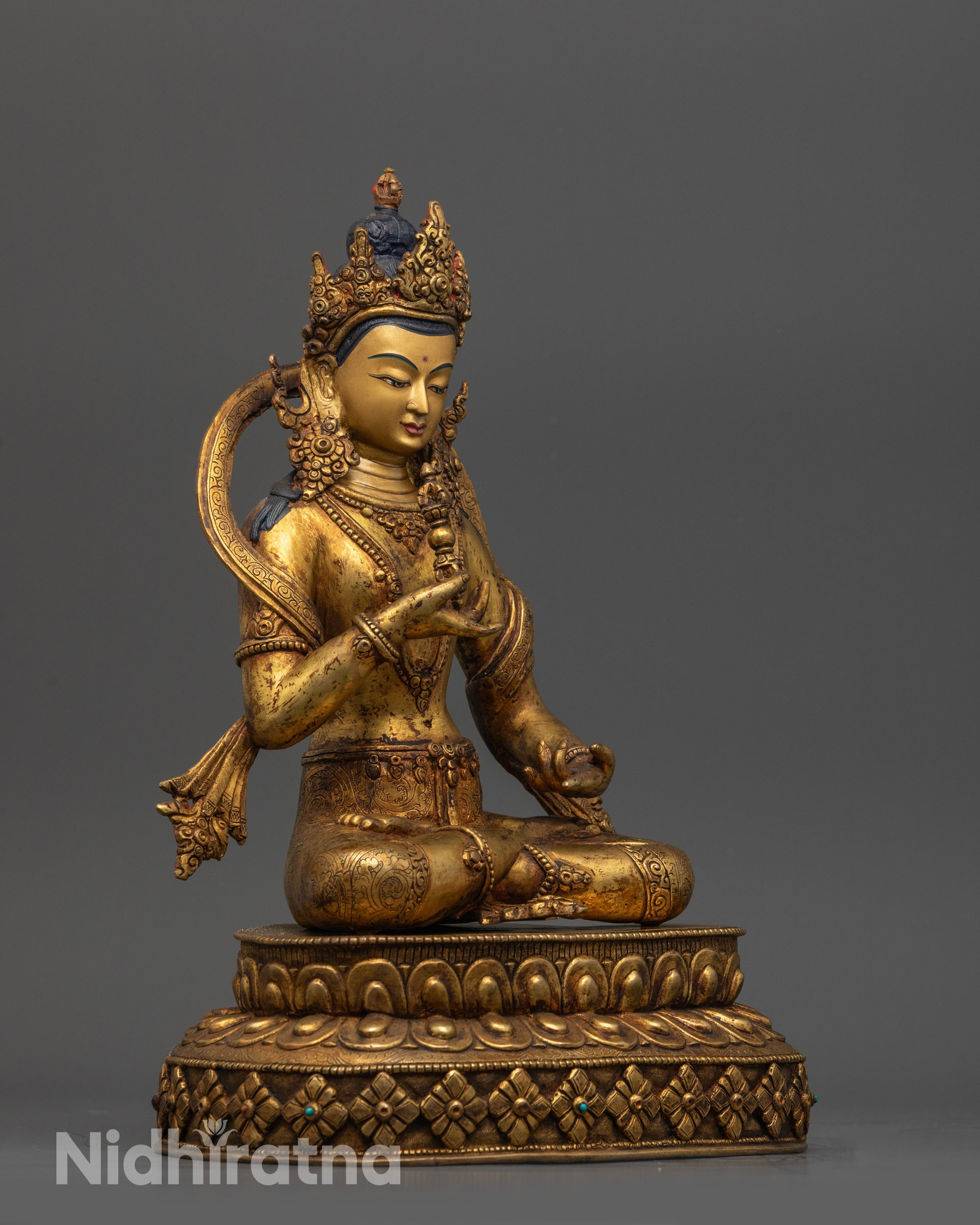 Antique Finish Five Bodhisattva Statue Set | Sacred Buddhist Set