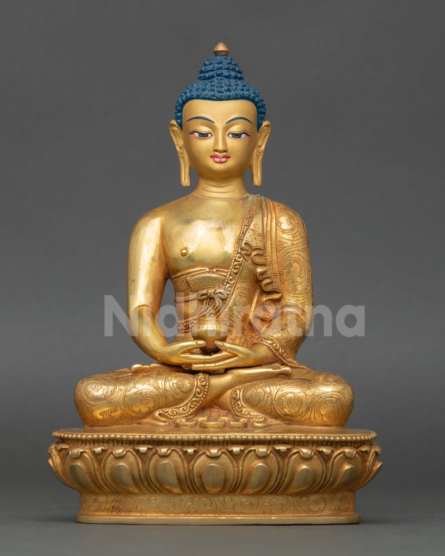 Amitabha Buddha | 24K Gold Fire-Gilded Copper Sculpture – Nidhiratna