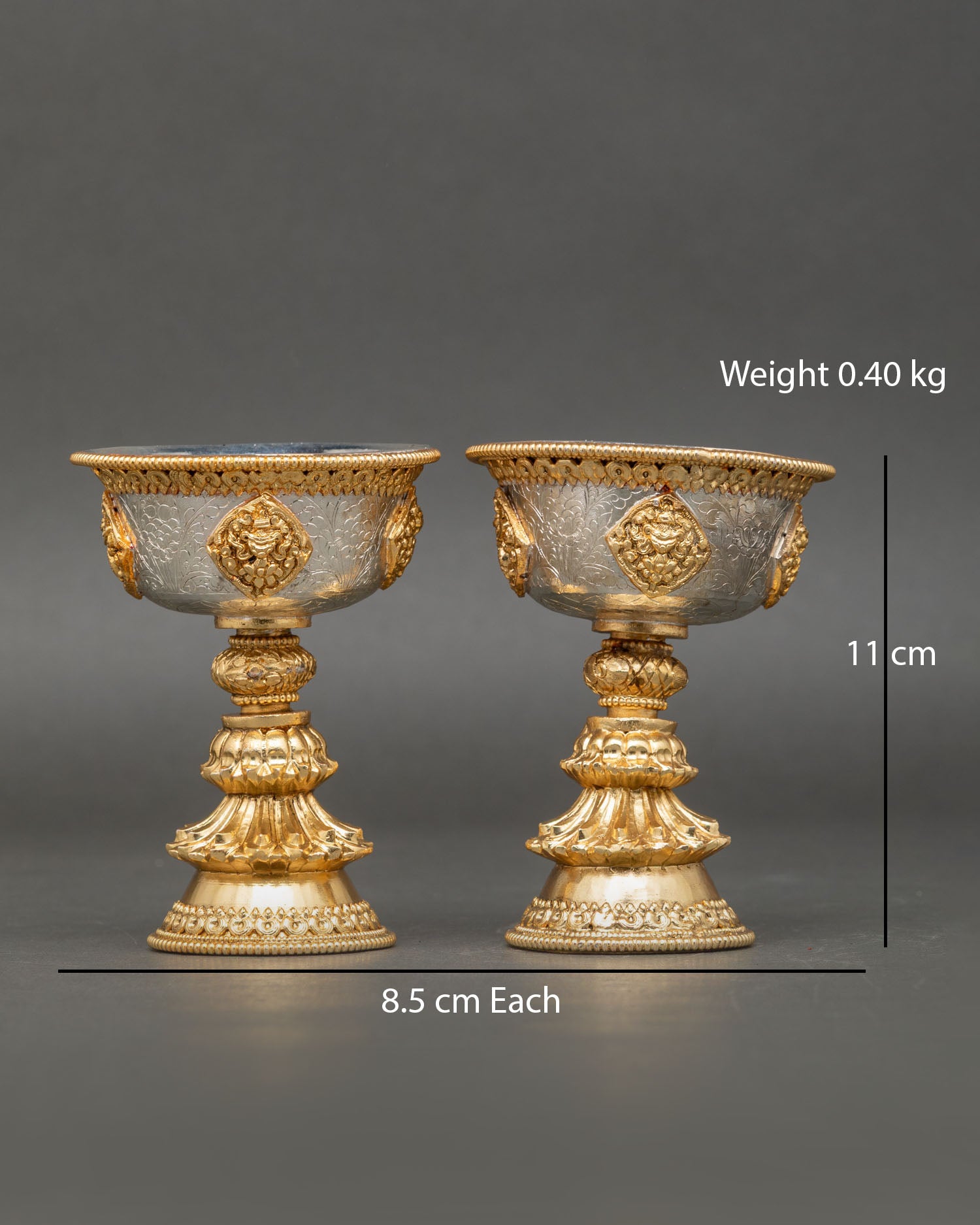 front view butter lamp set copper alloy gold silver plated buddhist ritual lamps nepal altar lighting