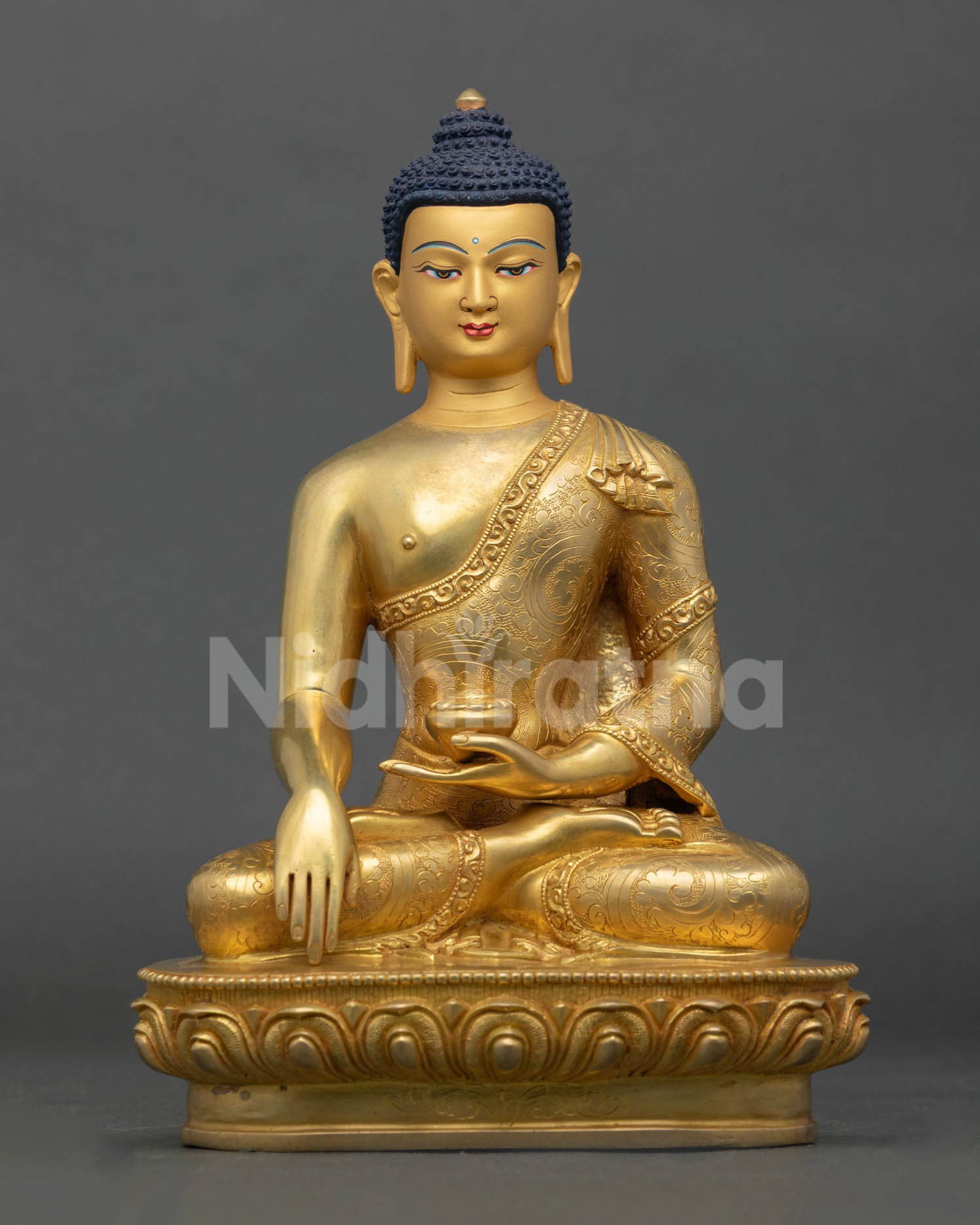Shakyamuni Buddha Statue | 24K Gold Fire-Gilded Copper Art
